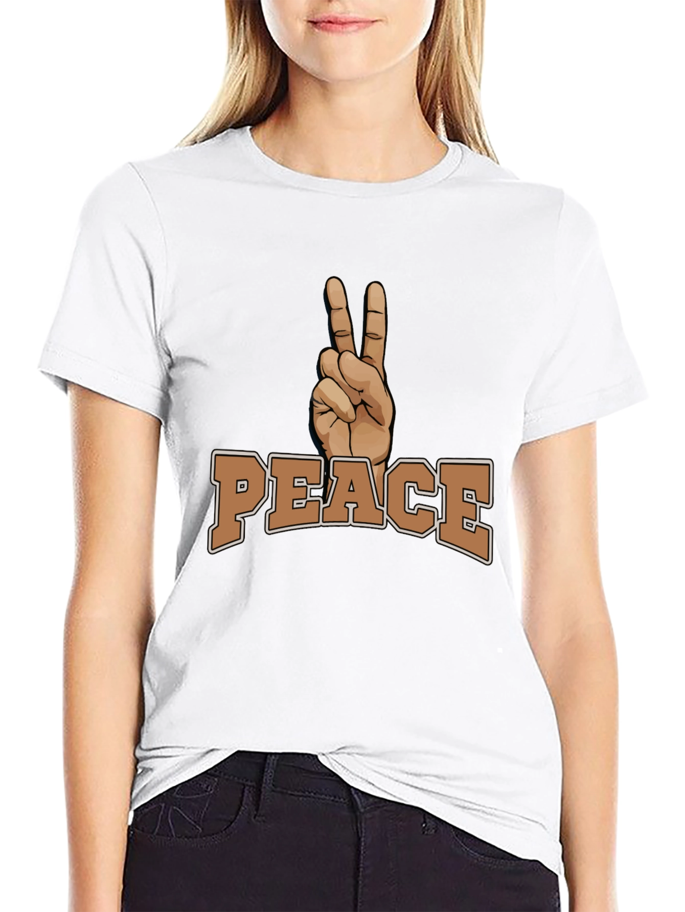Peace Sign Graphic Black T-Shirt