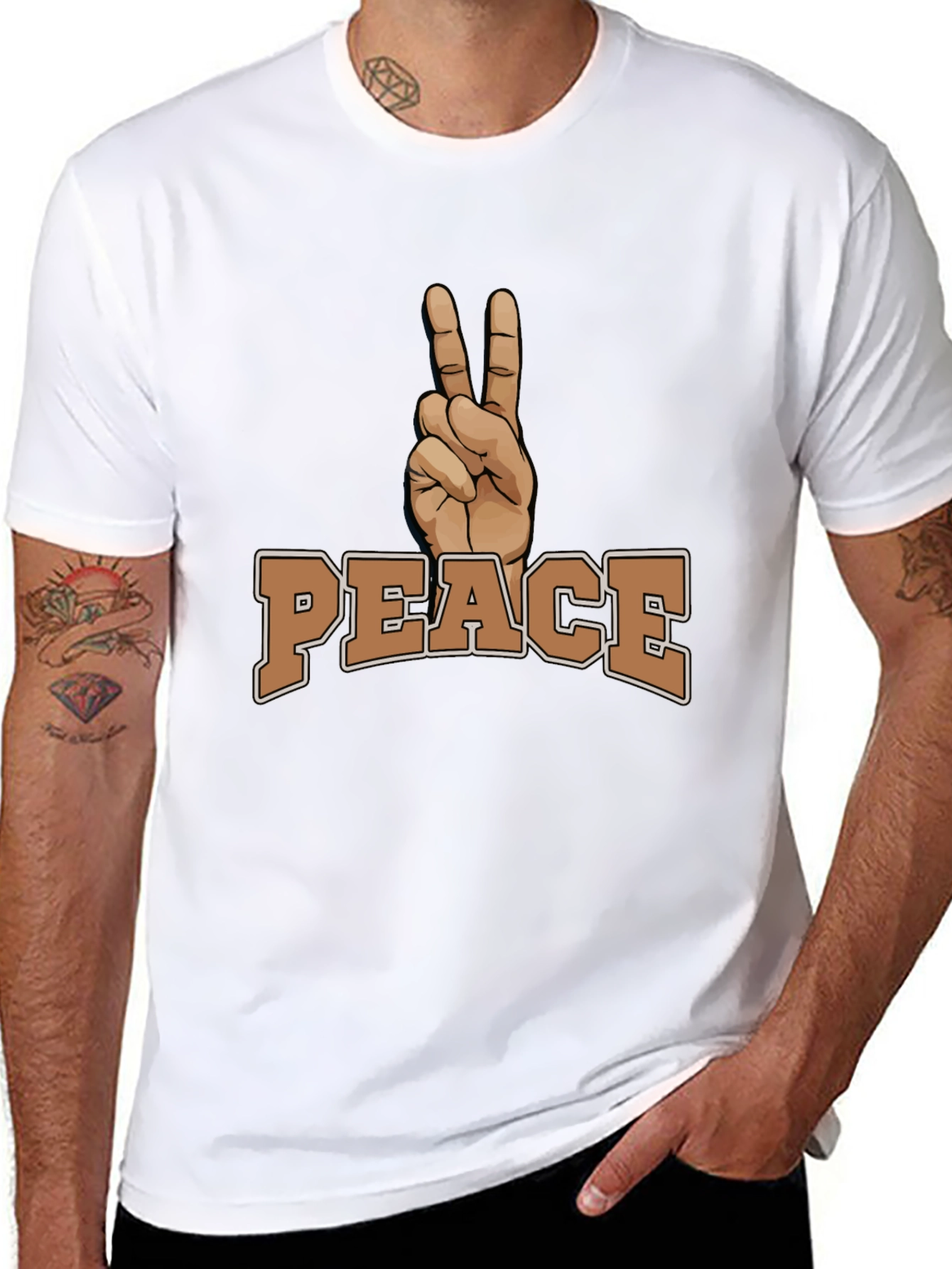 Peace Sign Graphic Black T-Shirt