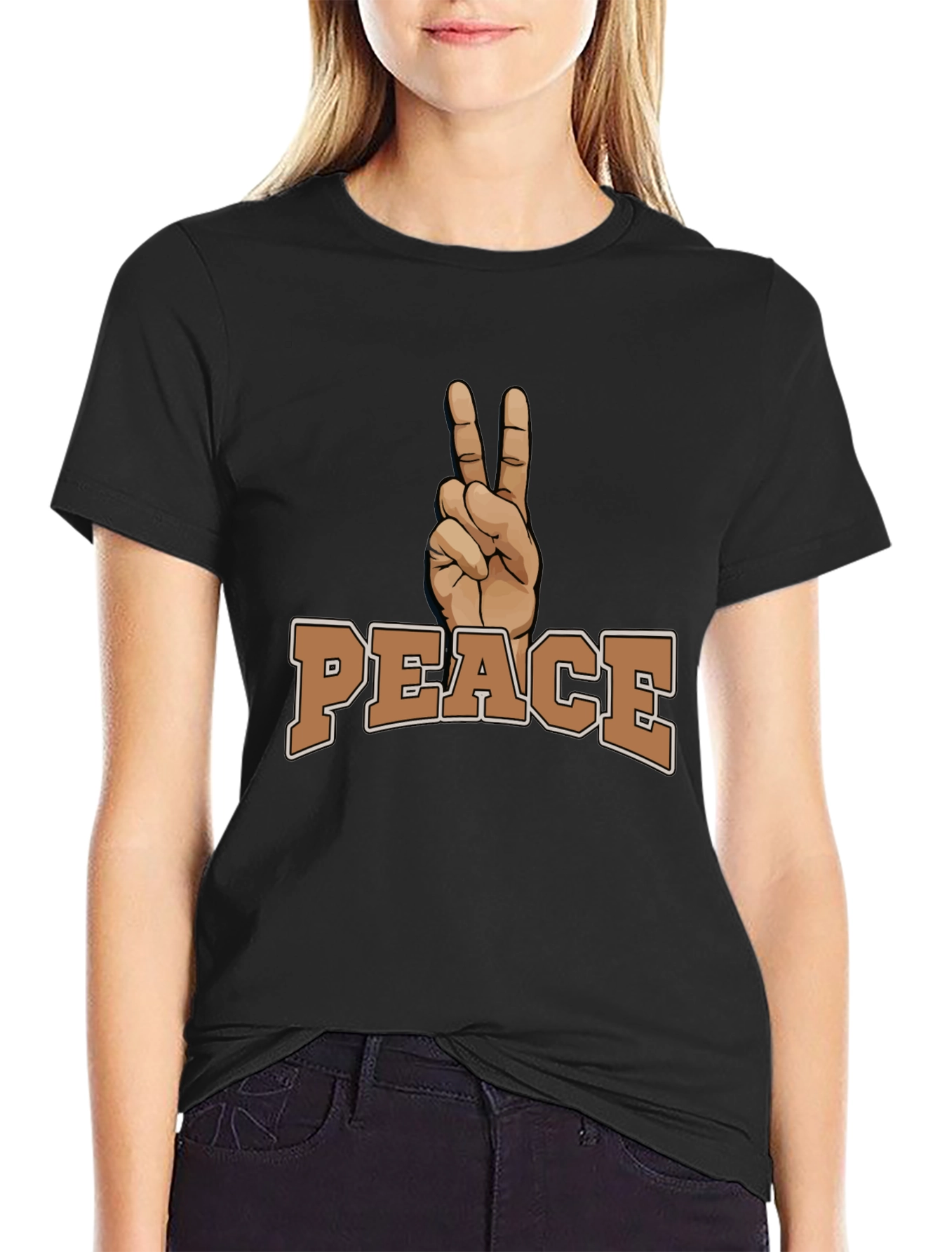 Peace Sign Graphic Black T-Shirt