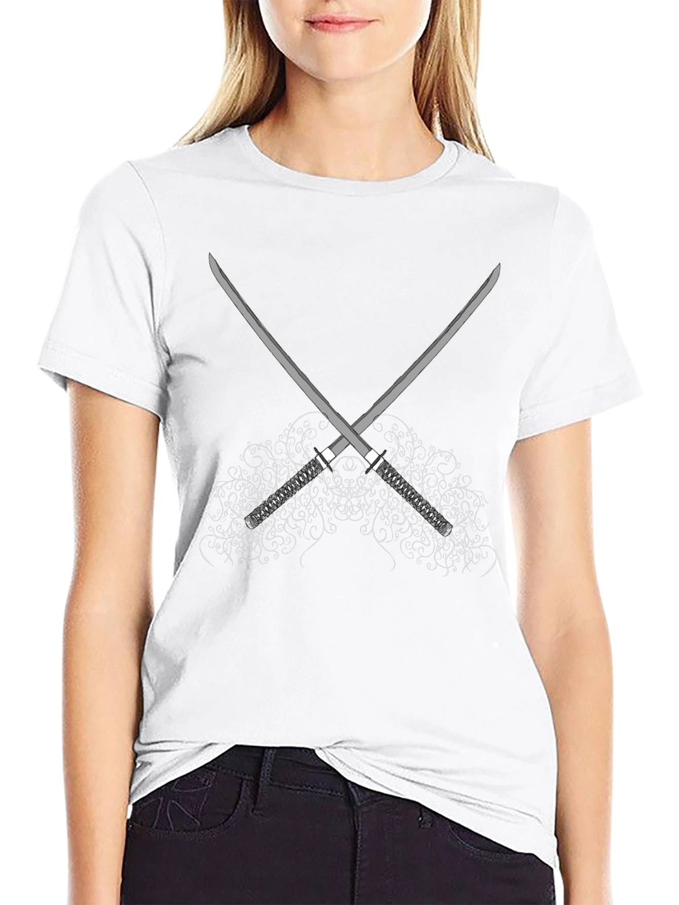 Samurai Sword Graphic Tee - Black Cotton T-Shirt