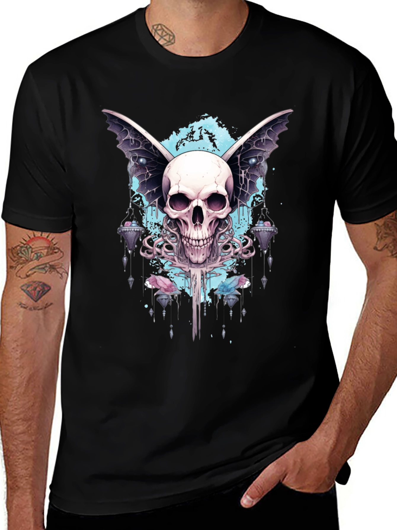 Skull Wings Graphic Tee - Mens Black T-Shirt