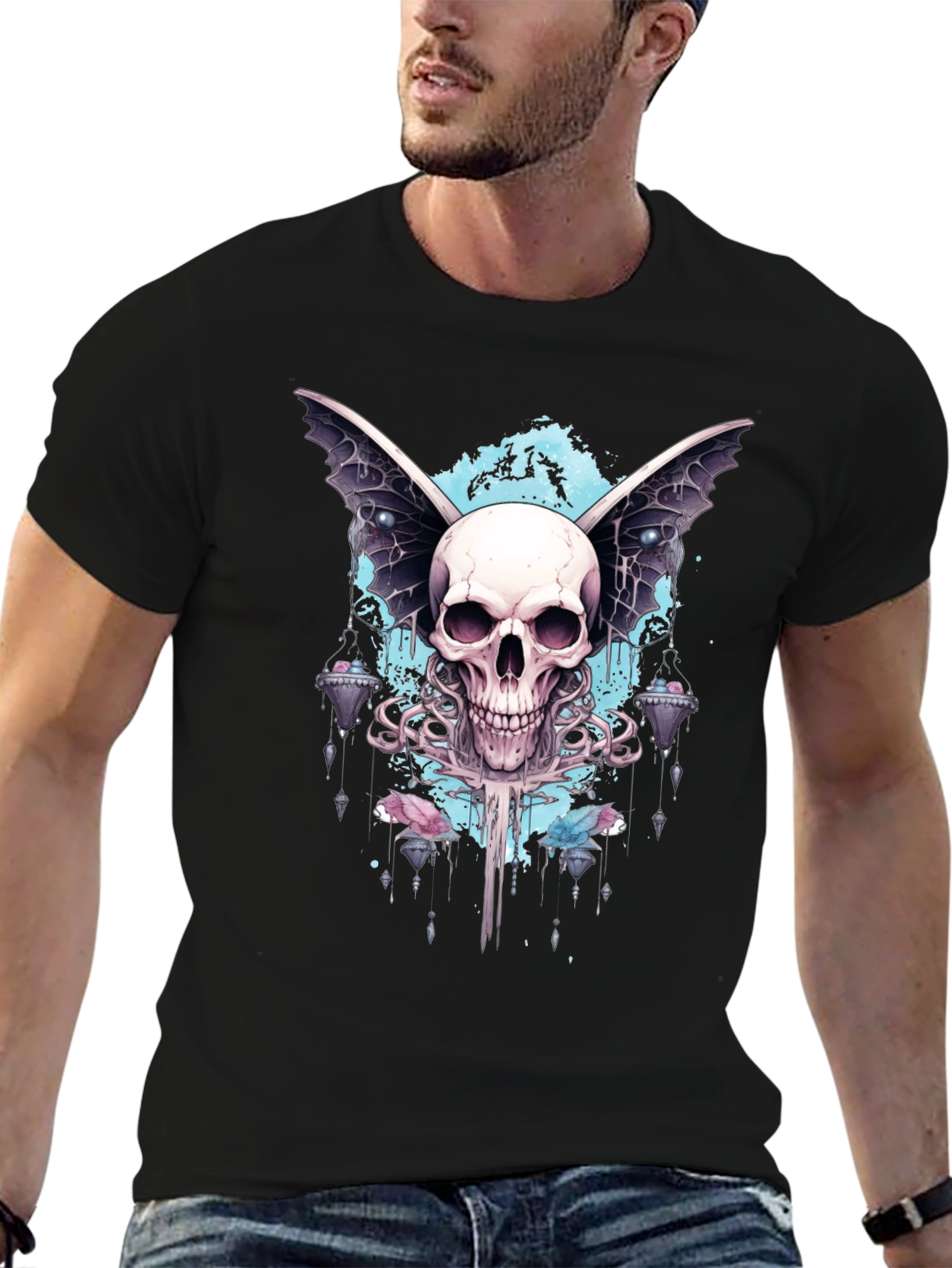 Skull Wings Graphic Tee - Mens Black T-Shirt