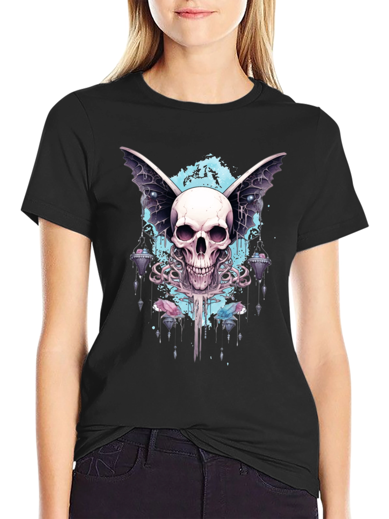Skull Wings Graphic Tee - Mens Black T-Shirt
