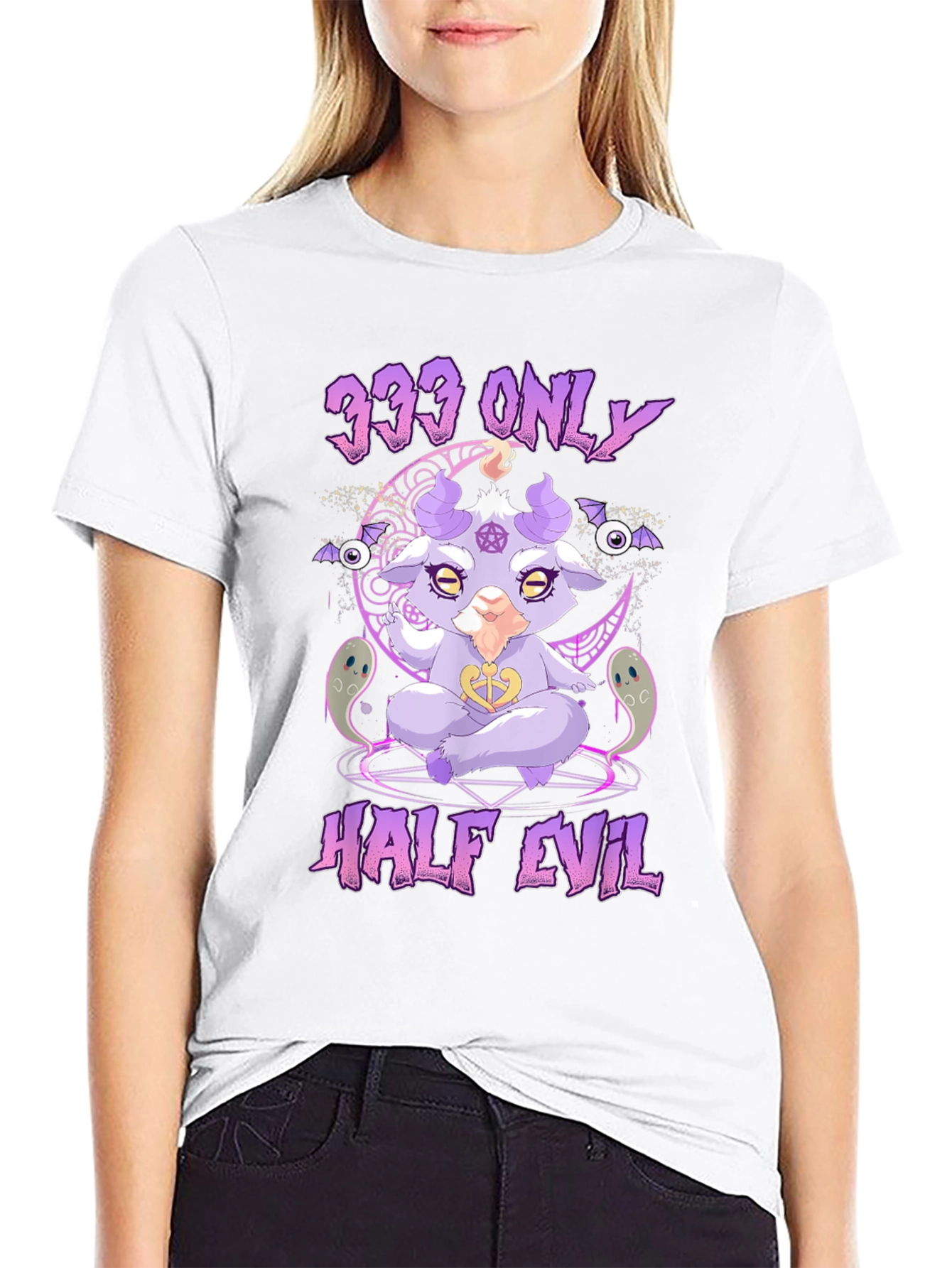 Half Evil Baphomet T-Shirt - Goth Aesthetic