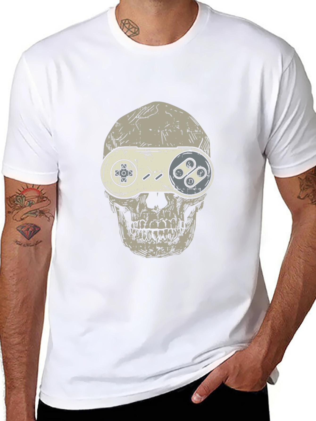 Gamer Skull Graphic T-Shirt - Black Cotton Tee
