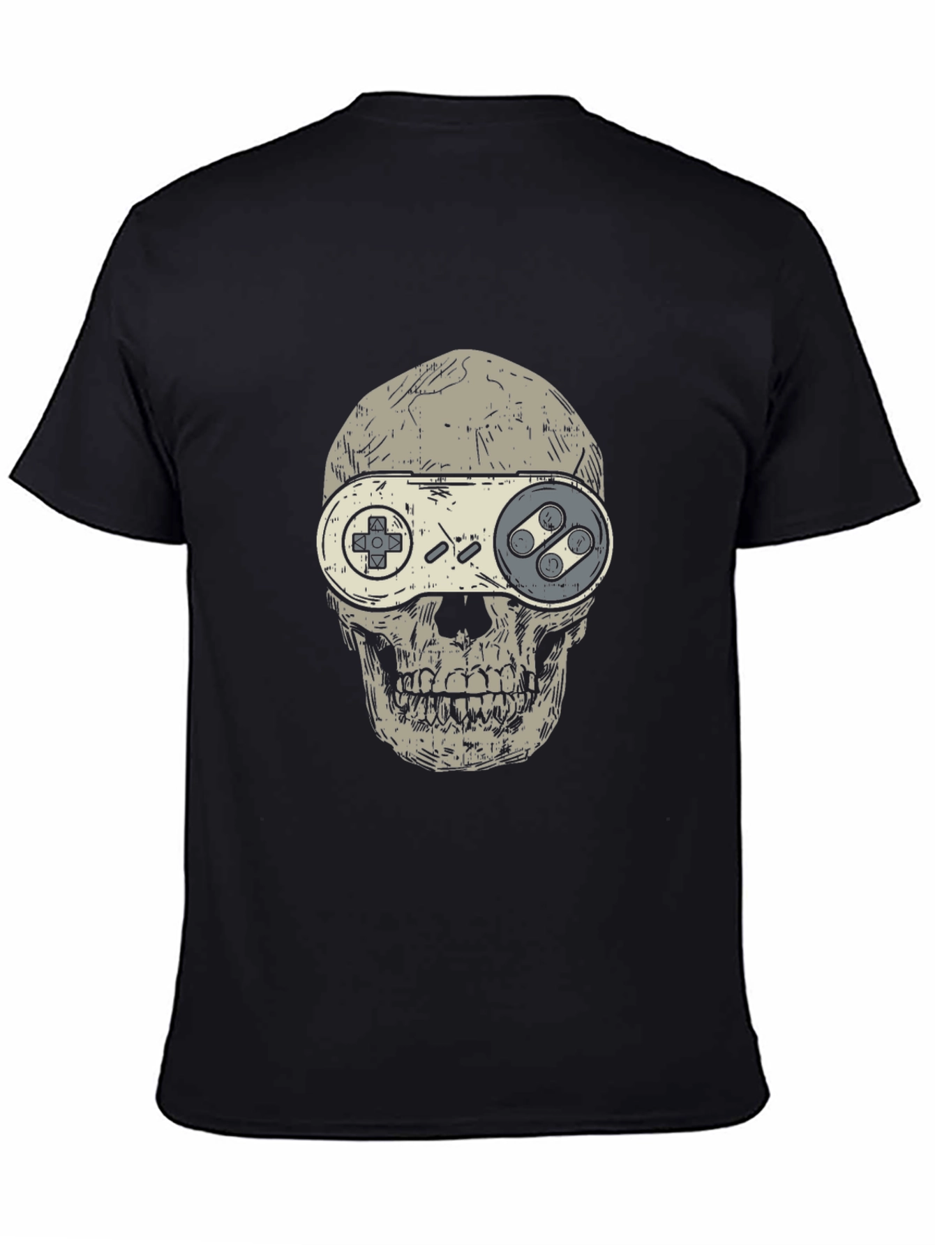 Gamer Skull Graphic T-Shirt - Black Cotton Tee