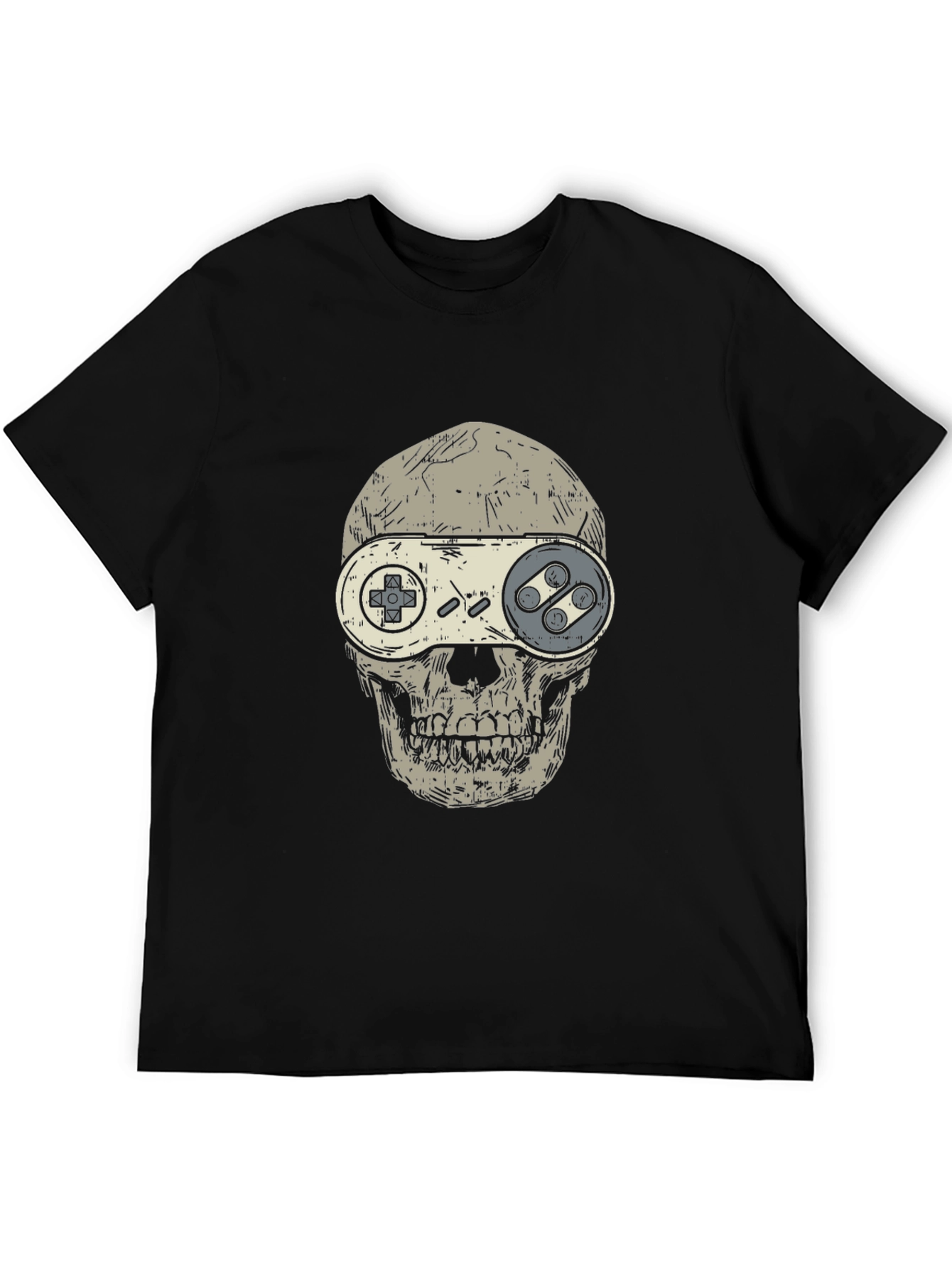 Gamer Skull Graphic T-Shirt - Black Cotton Tee