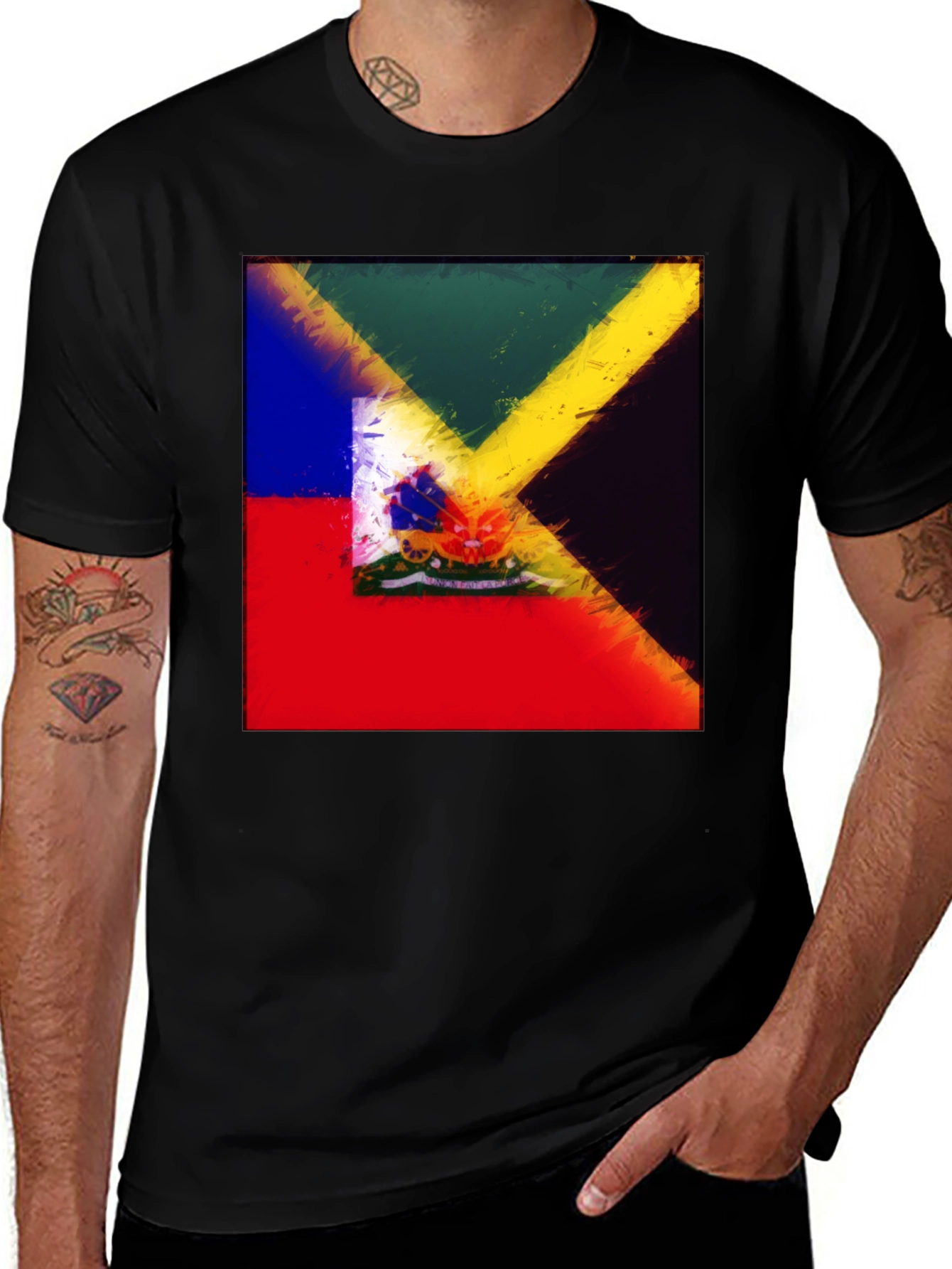 Abstract Flag Graphic Print Tee