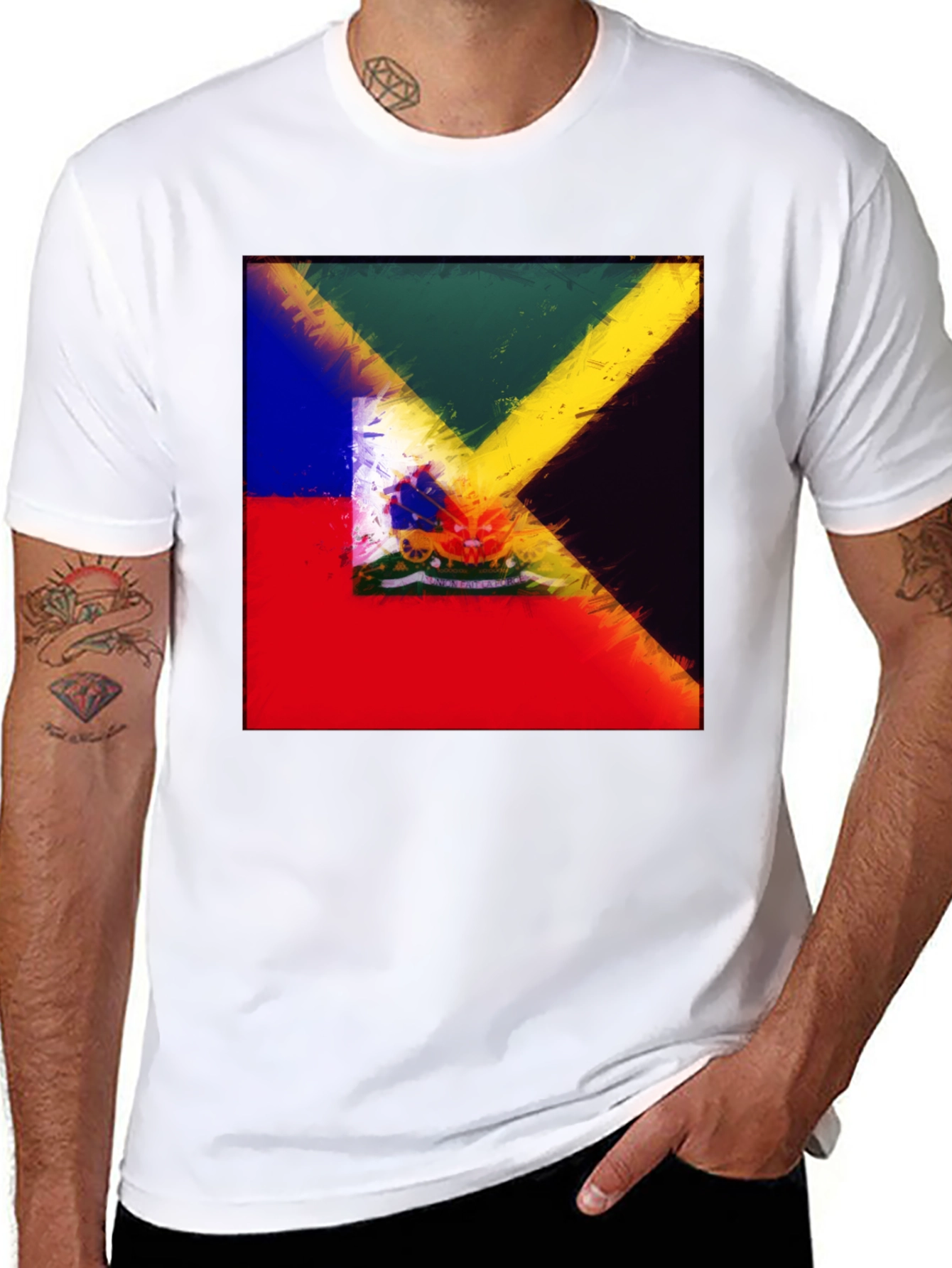 Abstract Flag Graphic Print Tee