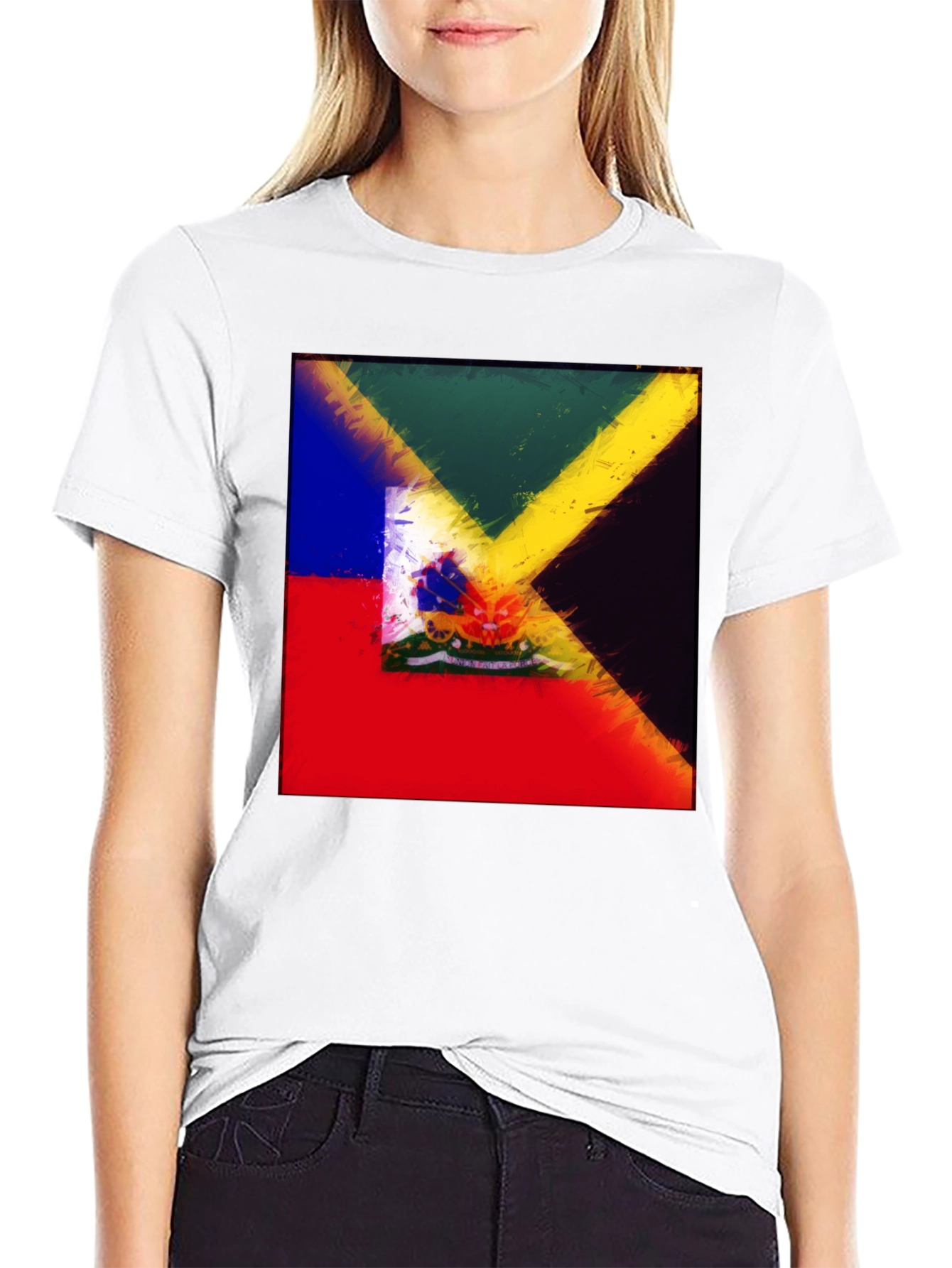 Abstract Flag Graphic Print Tee