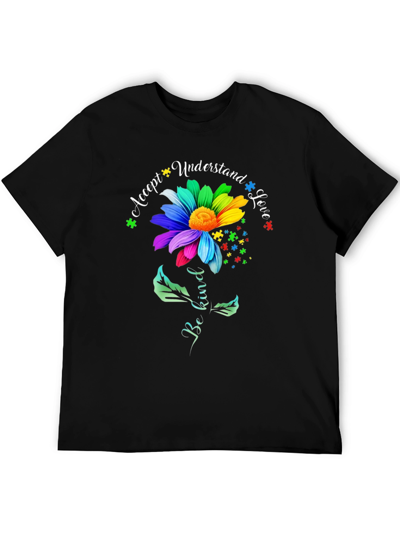 Autism Awareness Flower T-Shirt - Accept Understand Love