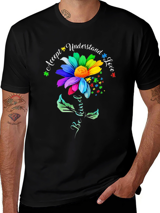 Autism Awareness Flower T-Shirt - Accept Understand Love