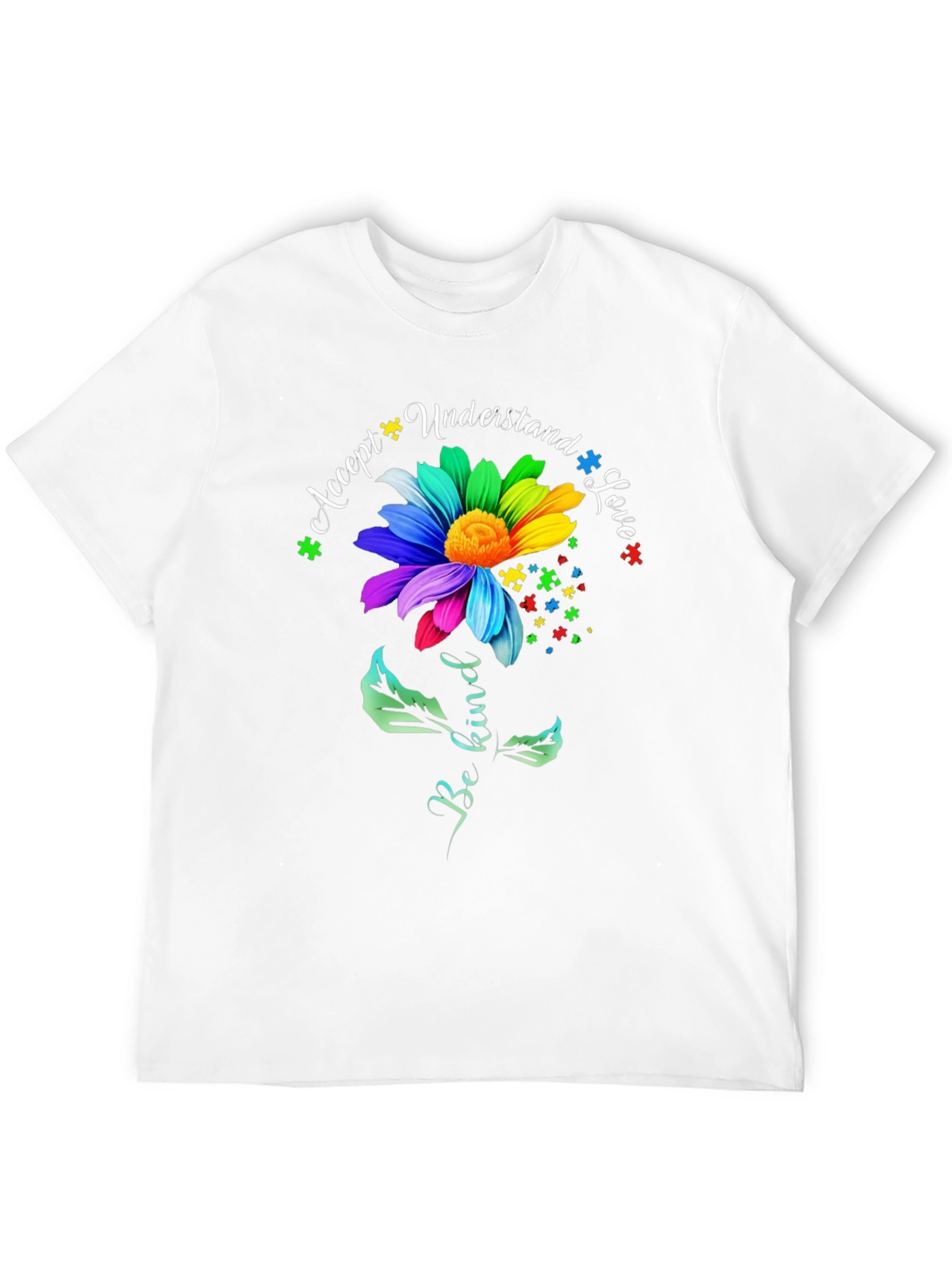 Autism Awareness Flower T-Shirt - Accept Understand Love
