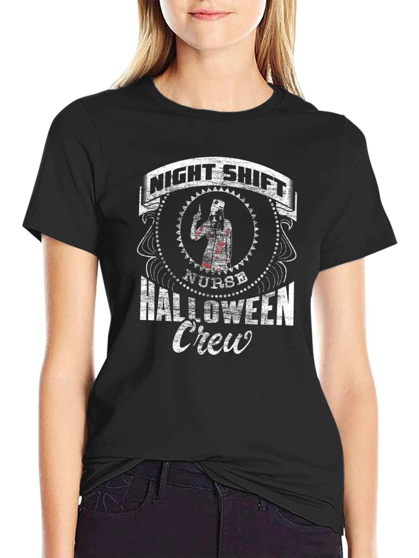 Night Shift Nurse Halloween Crew T-Shirt