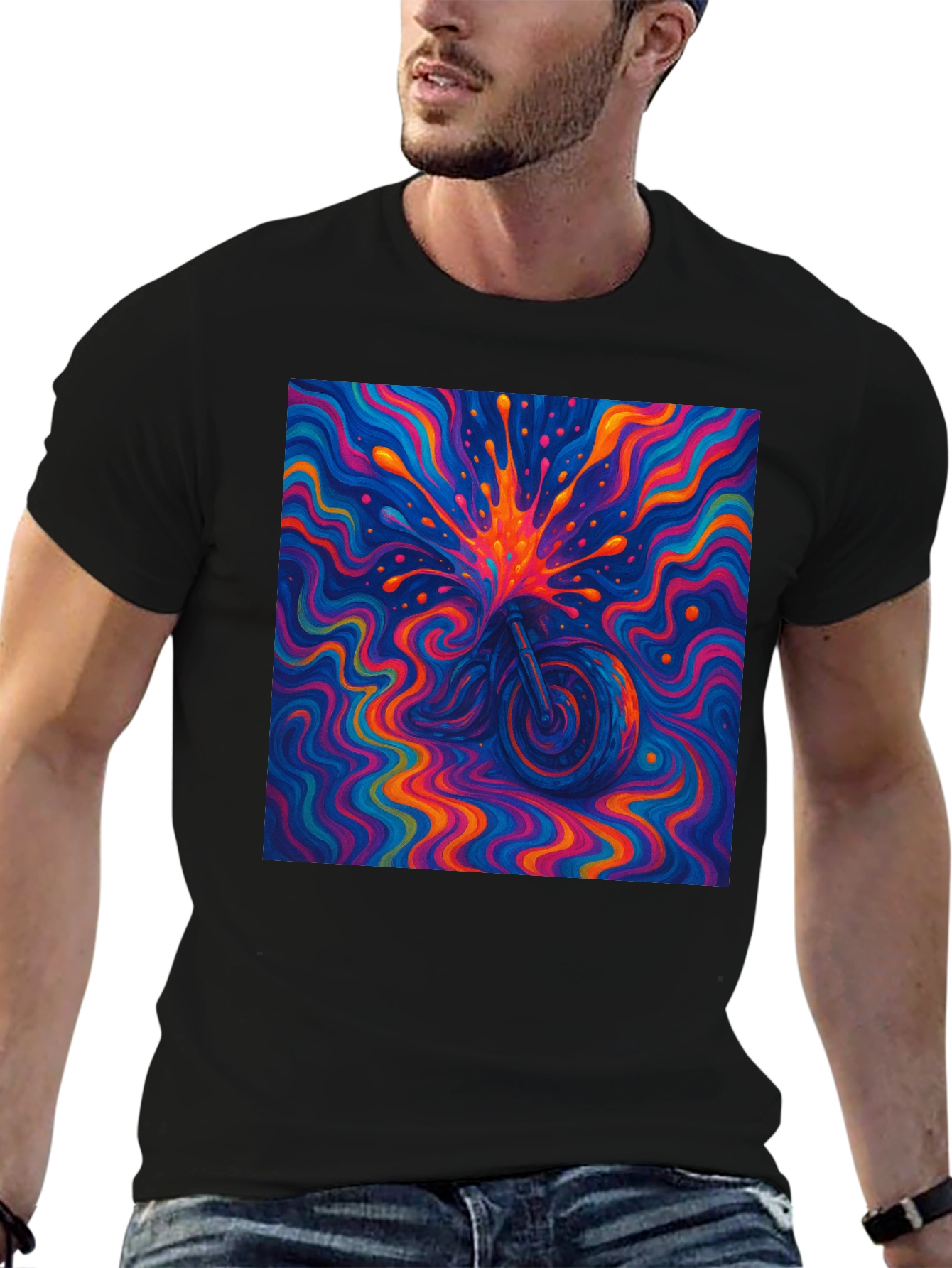 Psychedelic Motorcycle T-Shirt - Vivid Graphic Tee