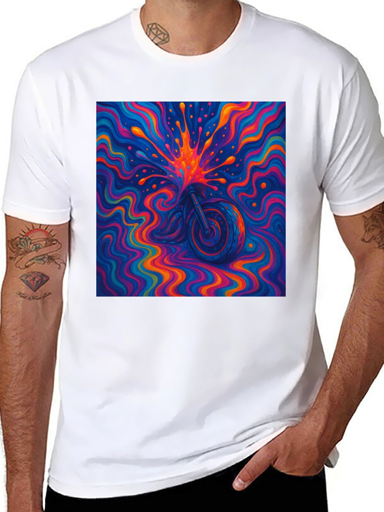 Psychedelic Motorcycle T-Shirt - Vivid Graphic Tee