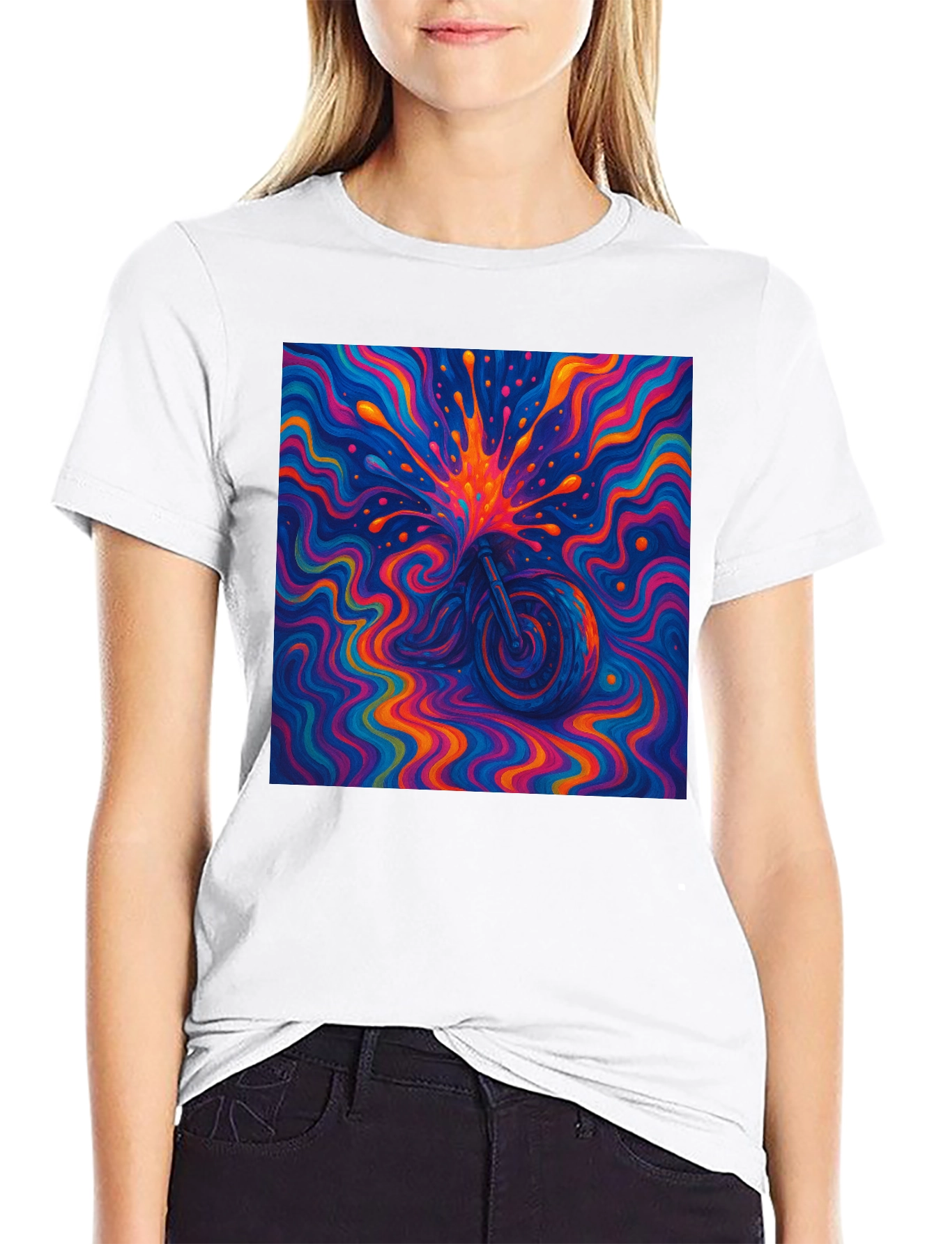 Psychedelic Motorcycle T-Shirt - Vivid Graphic Tee