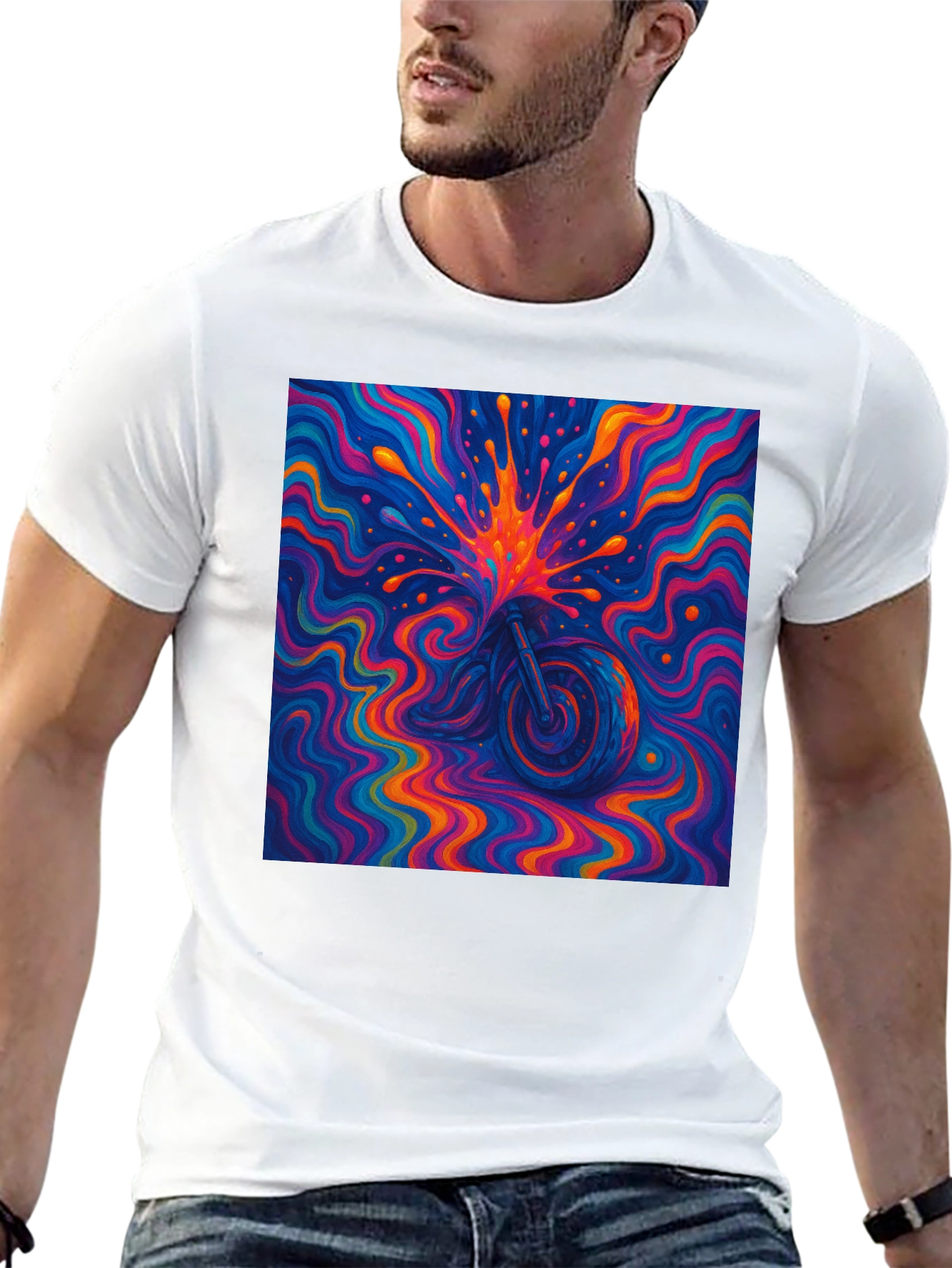 Psychedelic Motorcycle T-Shirt - Vivid Graphic Tee