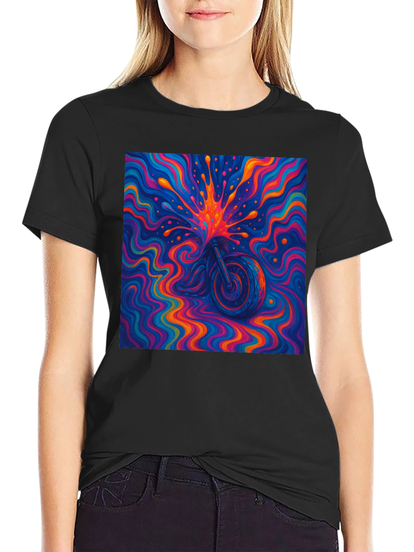Psychedelic Motorcycle T-Shirt - Vivid Graphic Tee