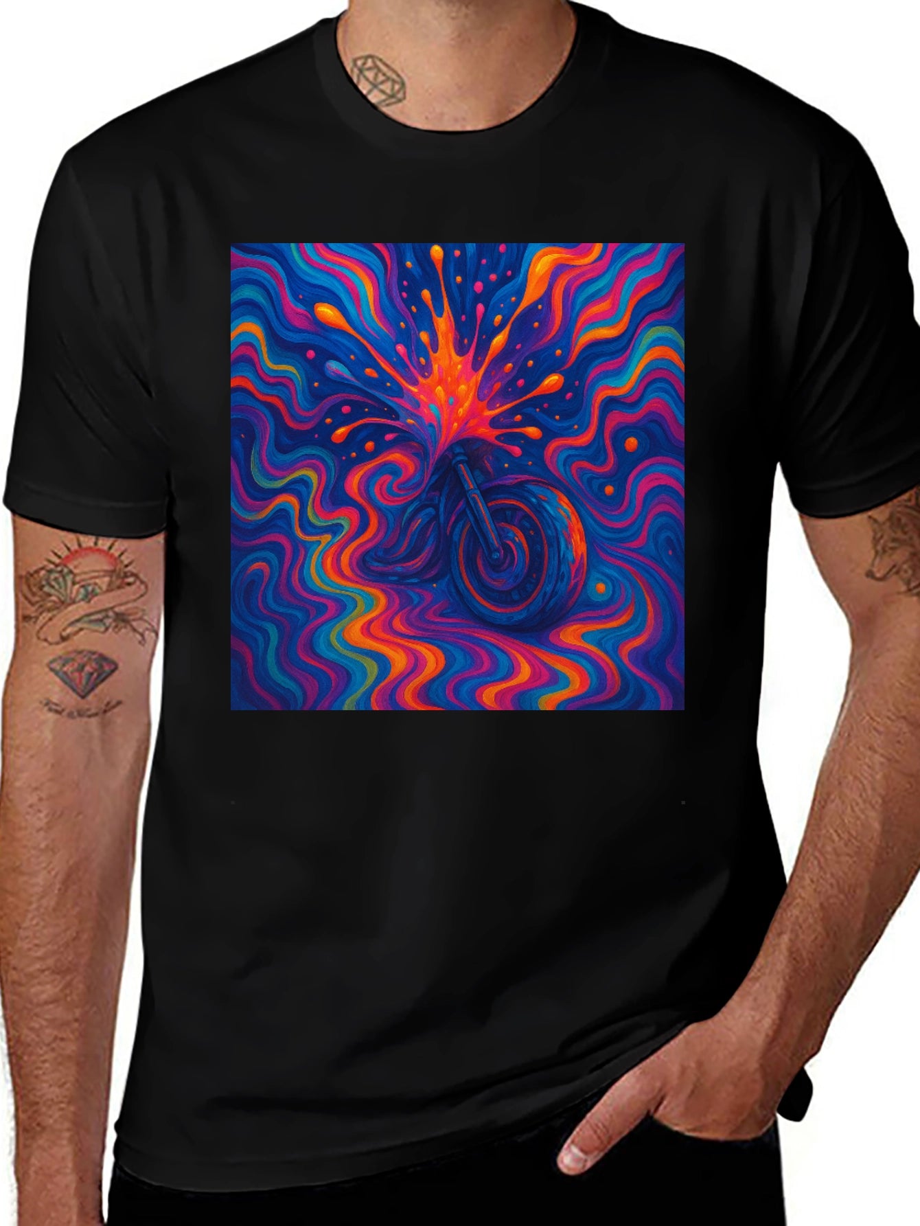Psychedelic Motorcycle T-Shirt - Vivid Graphic Tee