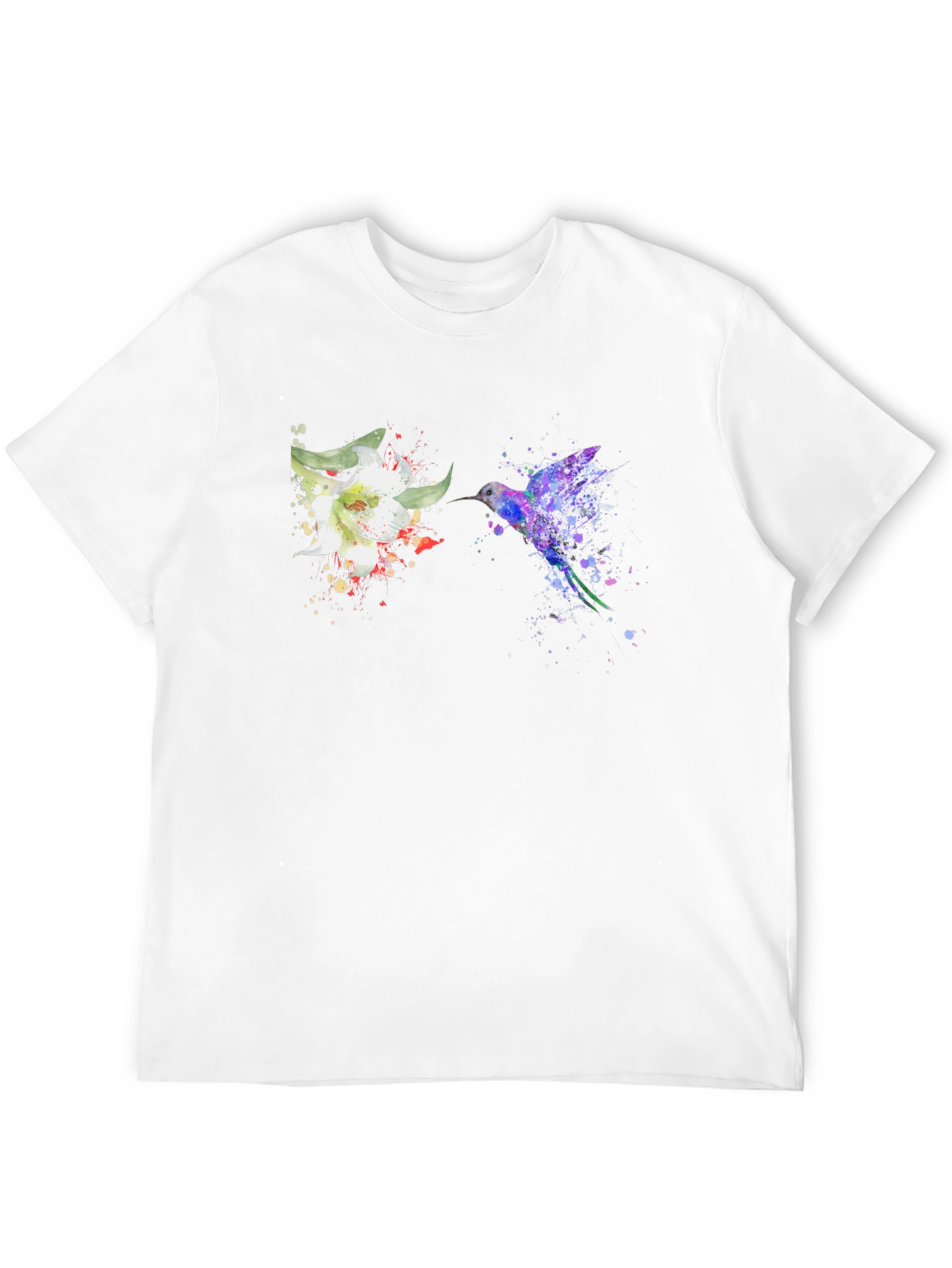 Hummingbird & Flower Graphic Black T-Shirt