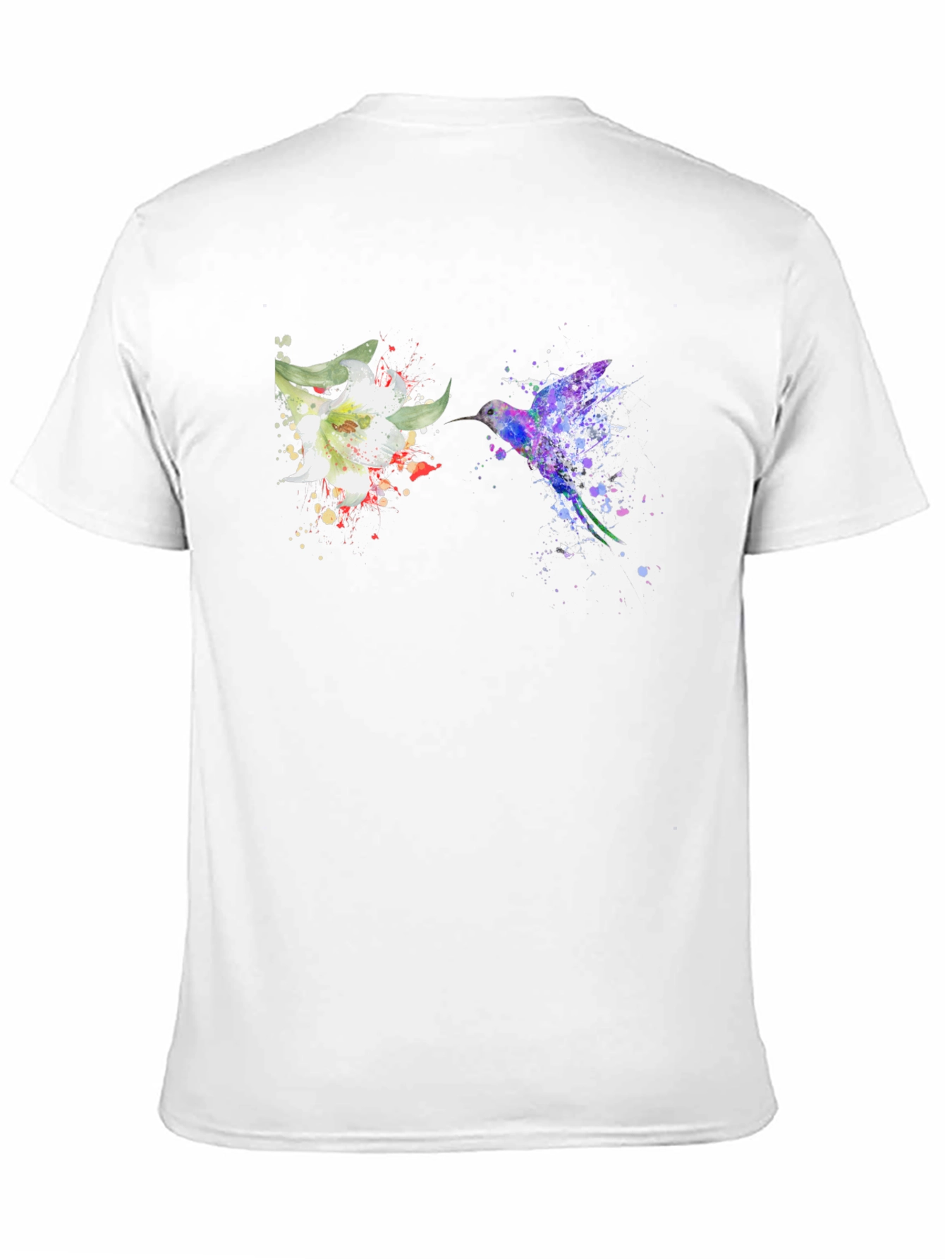 Hummingbird & Flower Graphic Black T-Shirt
