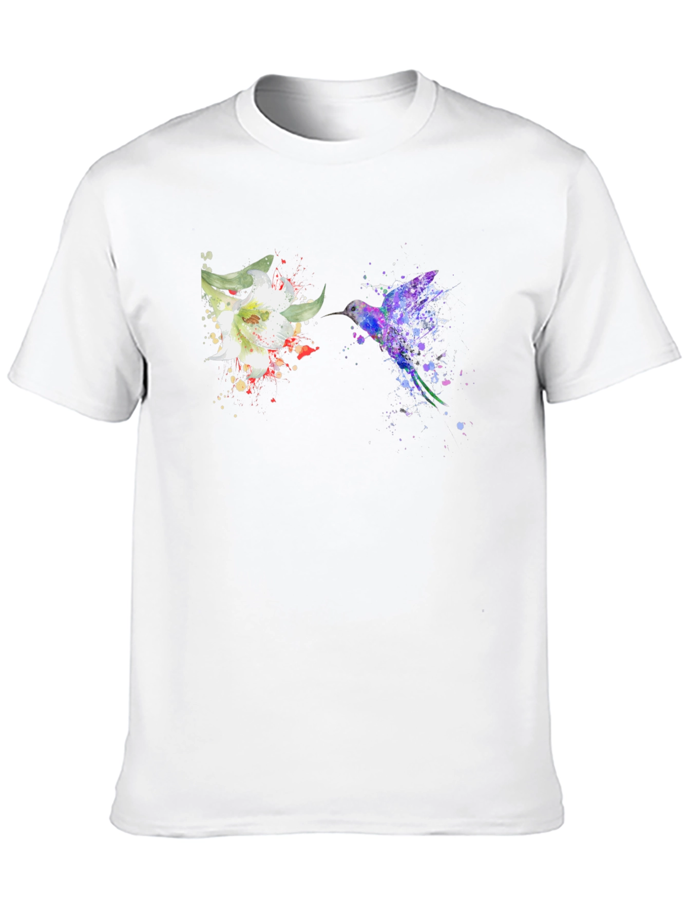 Hummingbird & Flower Graphic Black T-Shirt