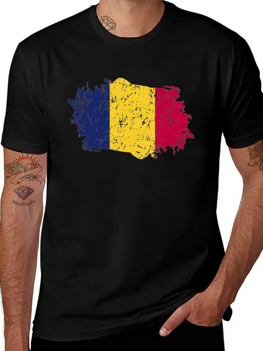 Romania Flag Graphic T-Shirt - Distressed Look