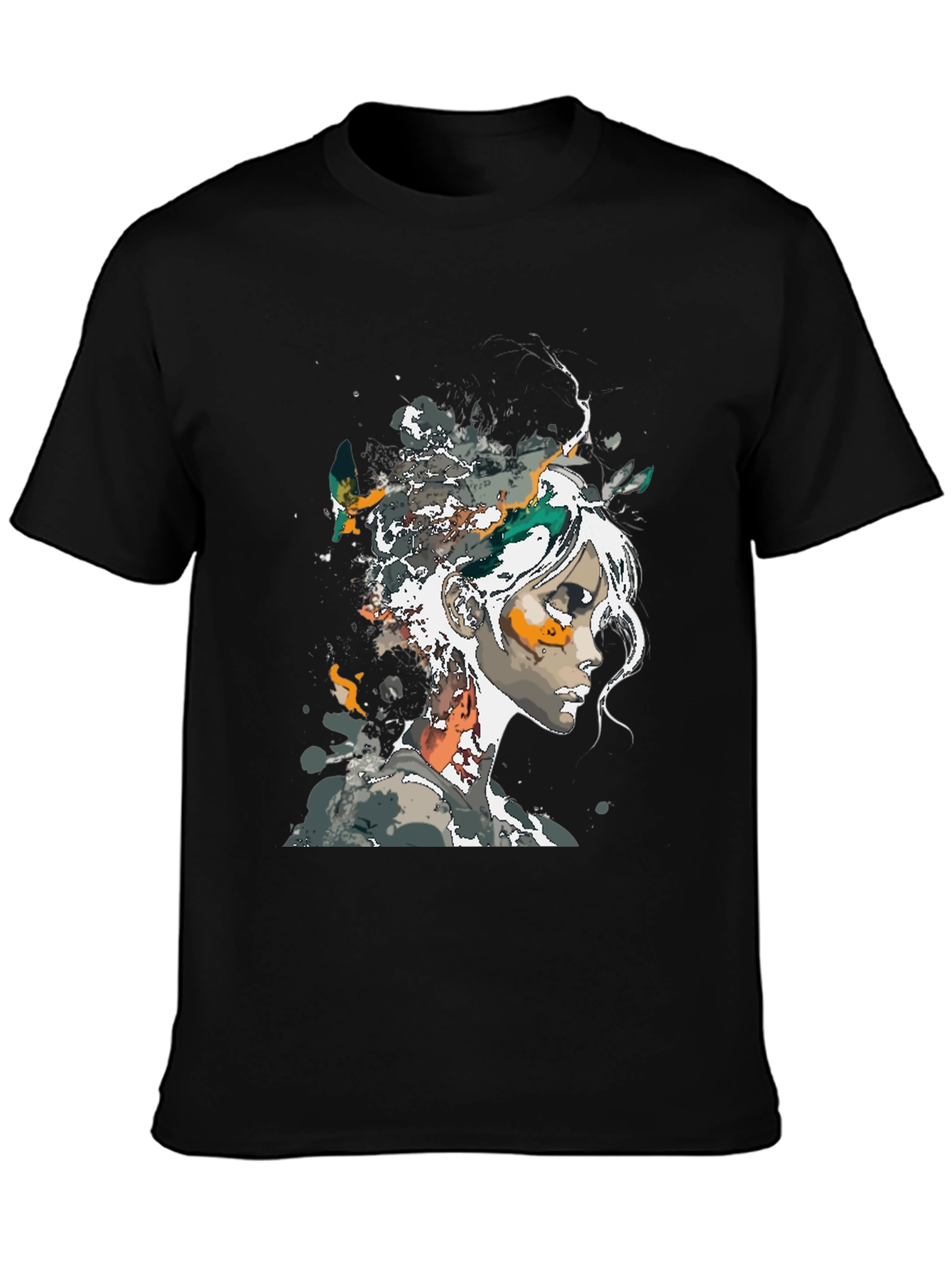 Abstract Woman Graphic Print Tee - Stylish Black T-Shirt