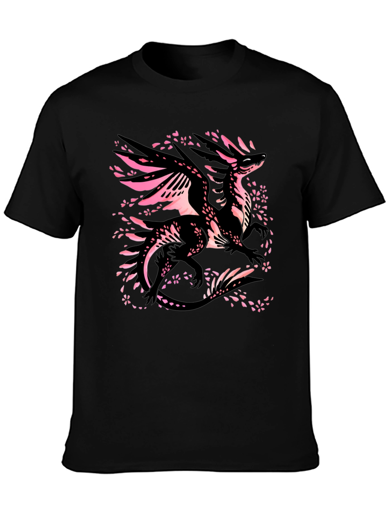 Dragon Cherry Blossom T-Shirt - Black Graphic Tee