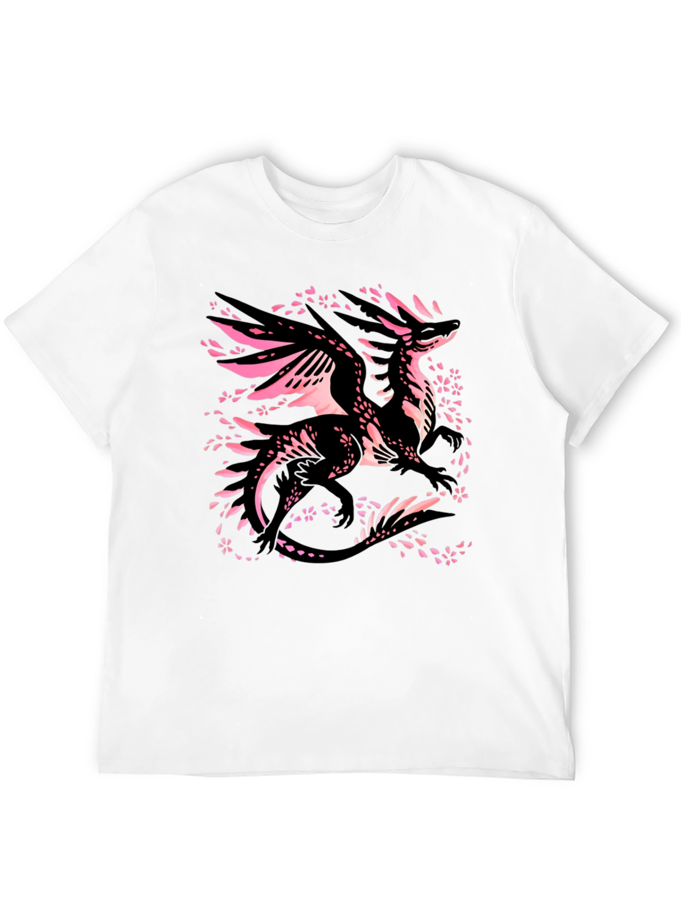 Dragon Cherry Blossom T-Shirt - Black Graphic Tee