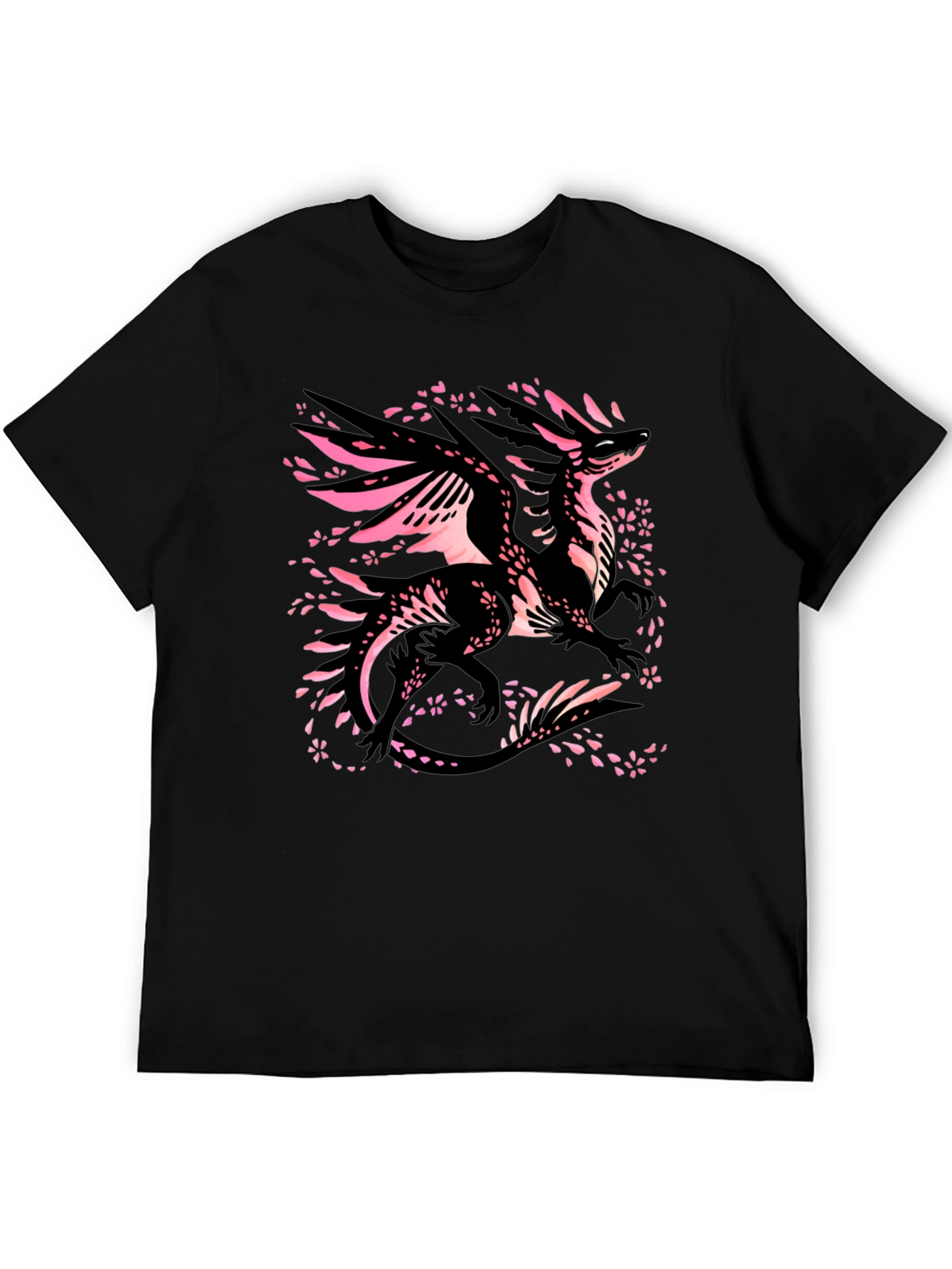 Dragon Cherry Blossom T-Shirt - Black Graphic Tee