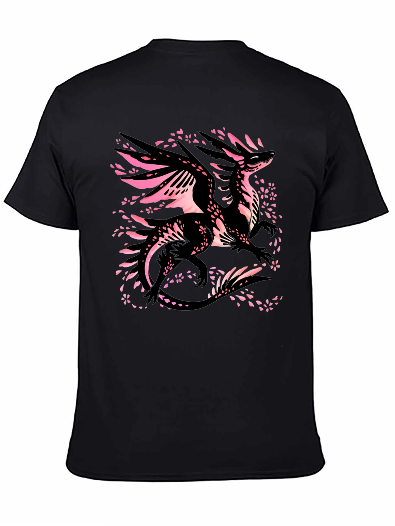Dragon Cherry Blossom T-Shirt - Black Graphic Tee