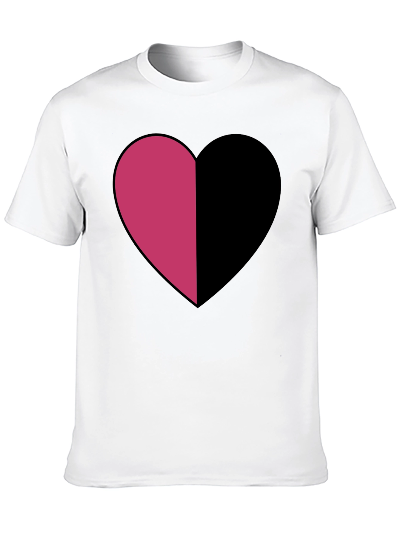 Two-Tone Heart Graphic Tee - Modern Casual Style