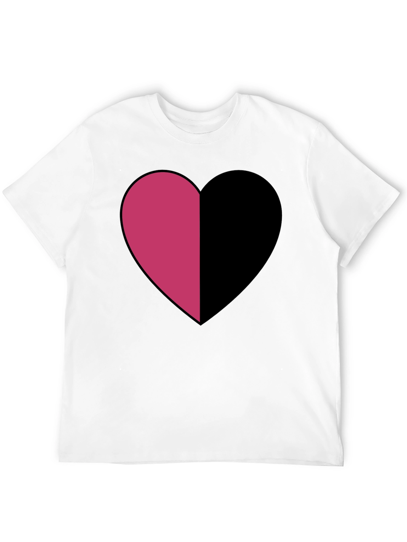 Two-Tone Heart Graphic Tee - Modern Casual Style