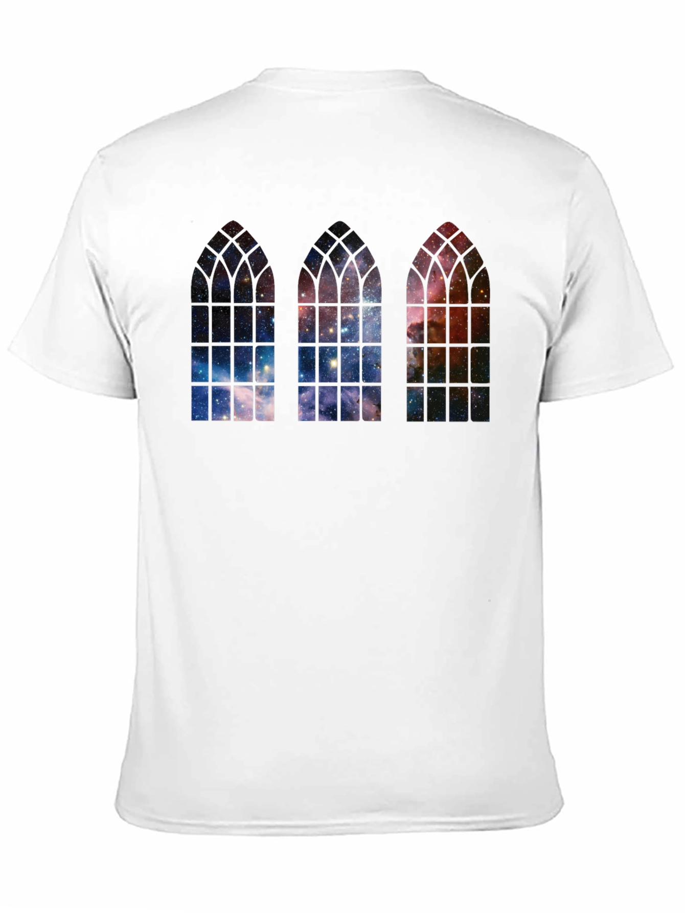 Cosmic Cathedral Window T-Shirt - Gothic Galaxy Tee