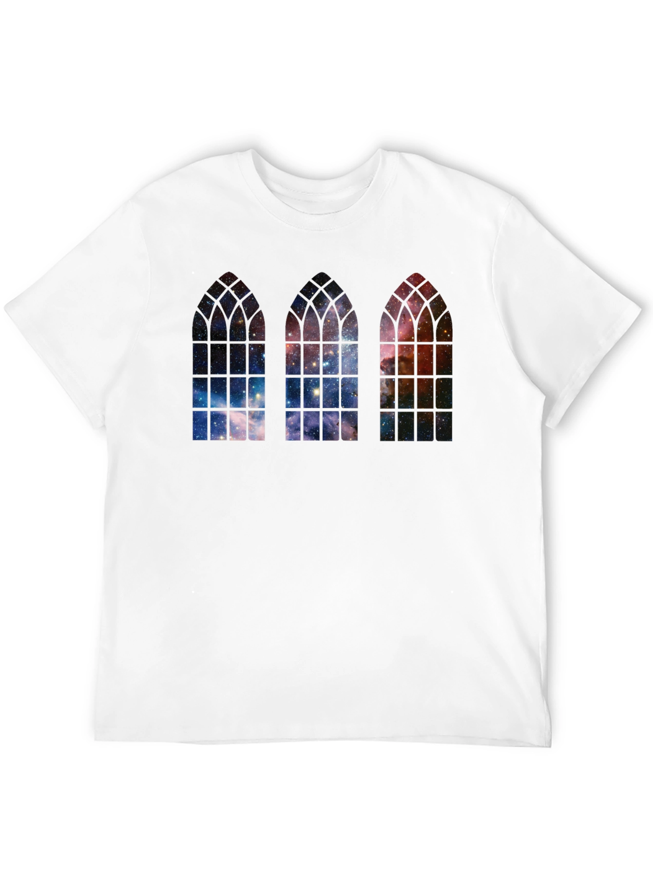 Cosmic Cathedral Window T-Shirt - Gothic Galaxy Tee