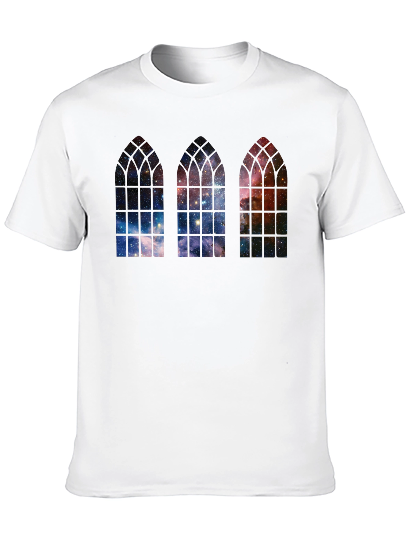 Cosmic Cathedral Window T-Shirt - Gothic Galaxy Tee
