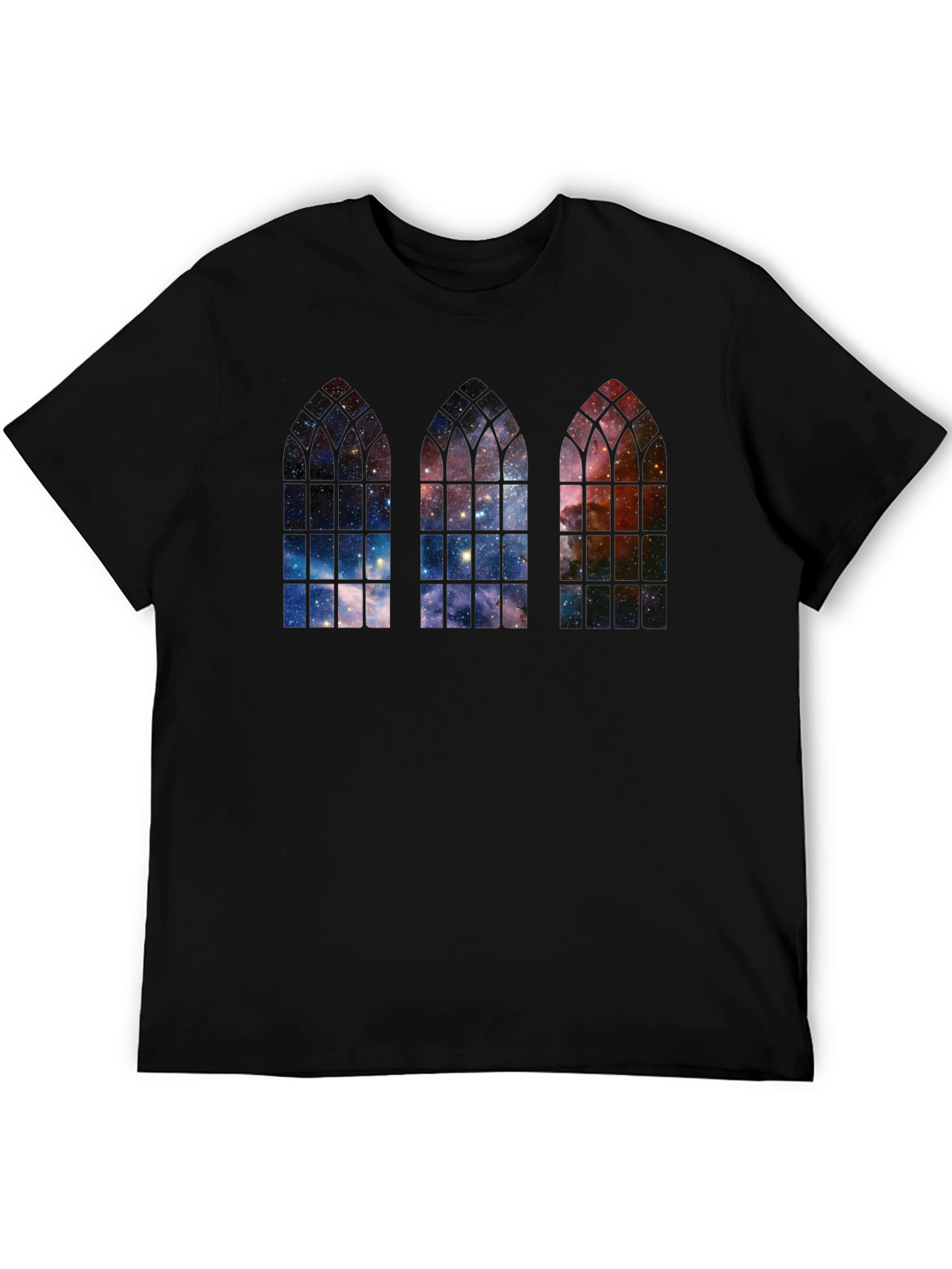 Cosmic Cathedral Window T-Shirt - Gothic Galaxy Tee