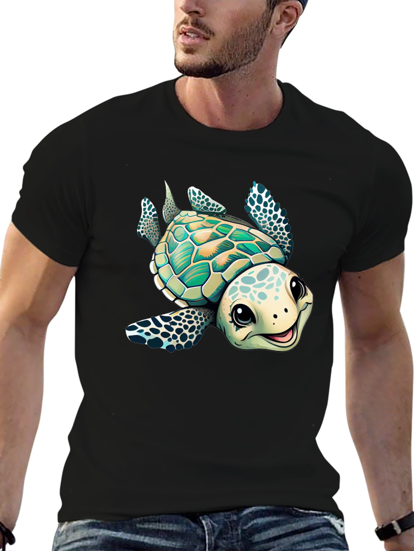 Cartoon Turtle Graphic T-Shirt
