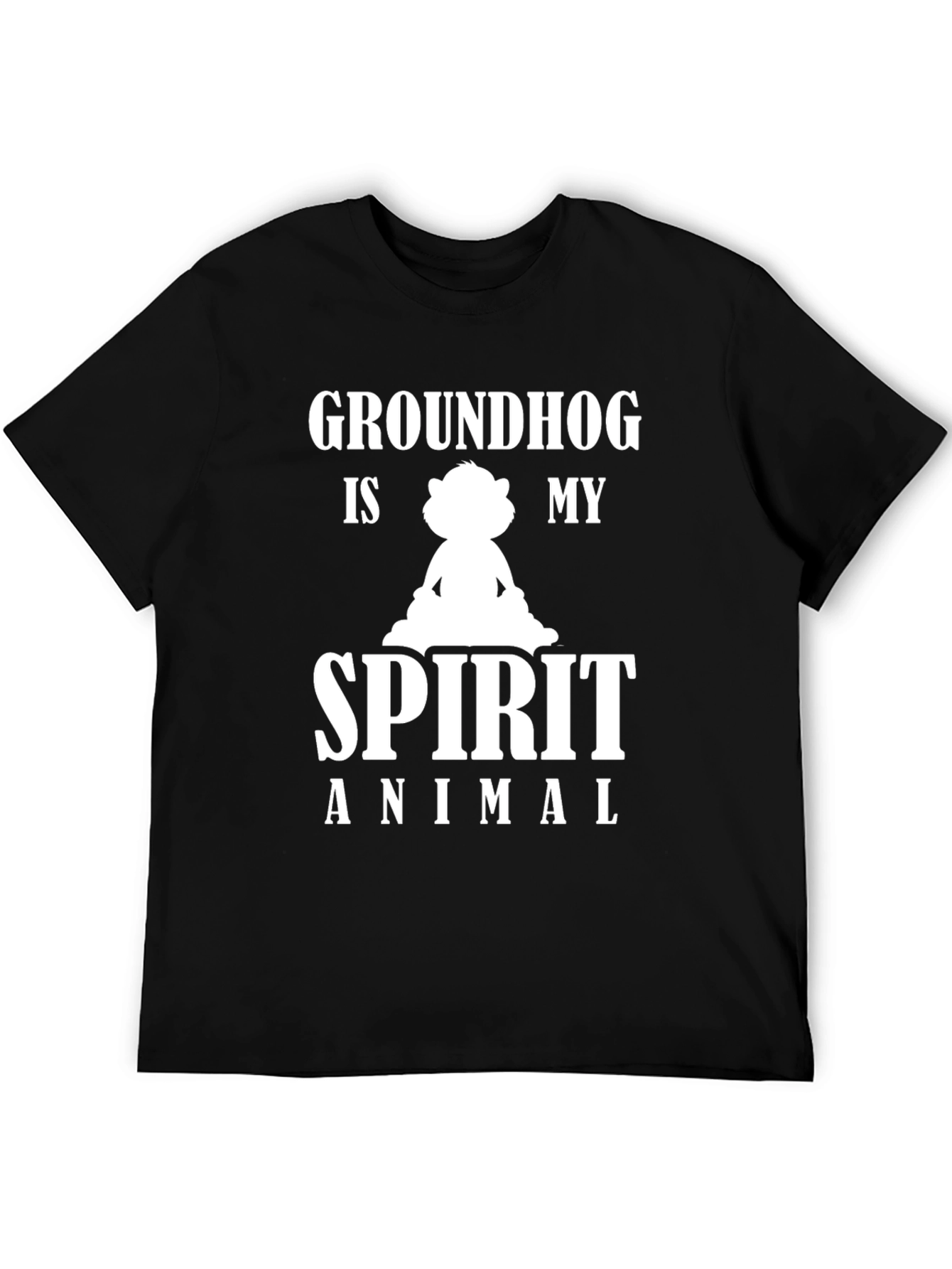 Groundhog Spirit Animal Graphic Tee - Black Cotton