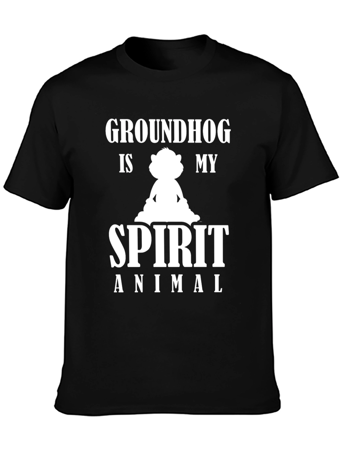Groundhog Spirit Animal Graphic Tee - Black Cotton