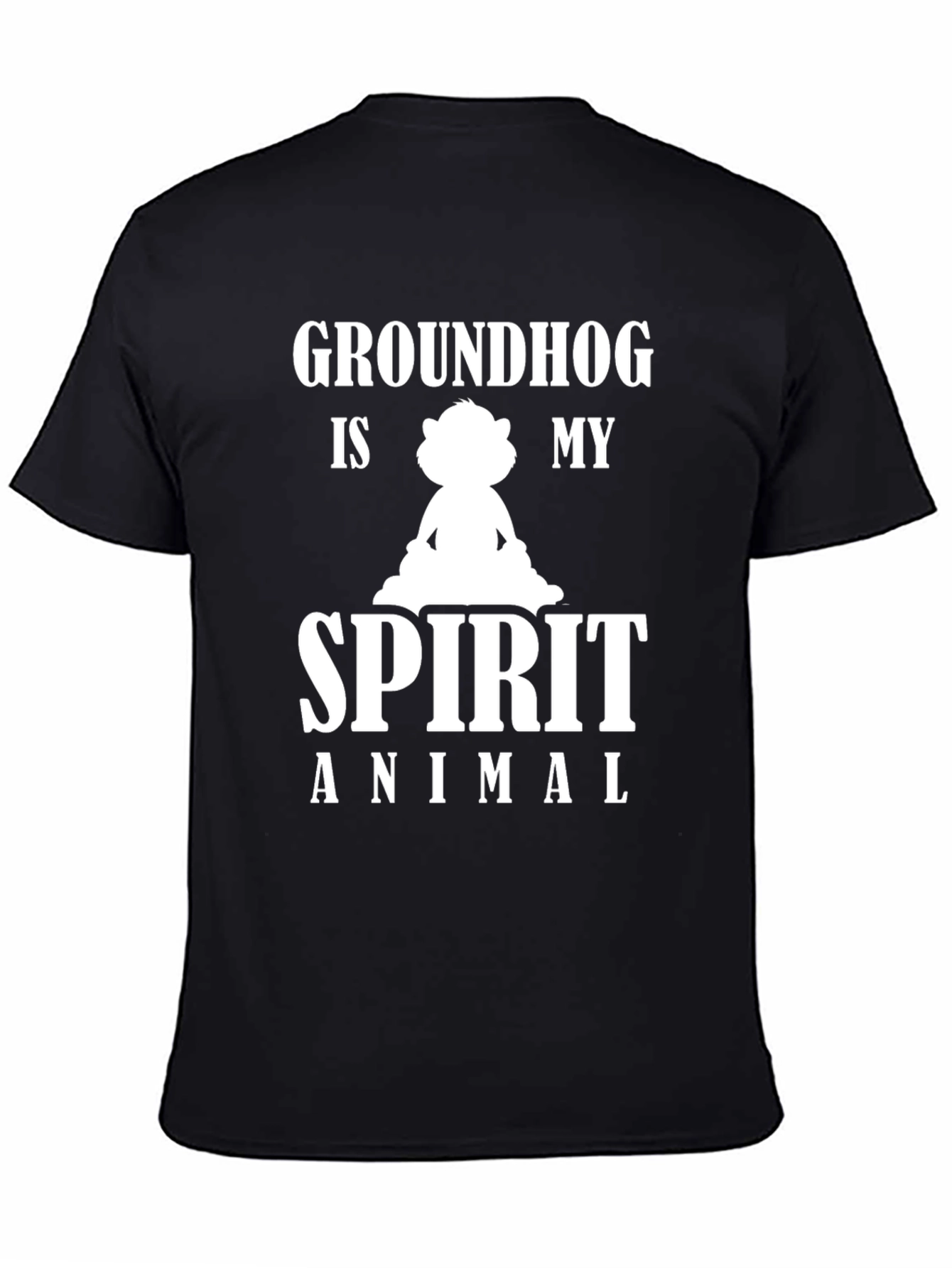 Groundhog Spirit Animal Graphic Tee - Black Cotton