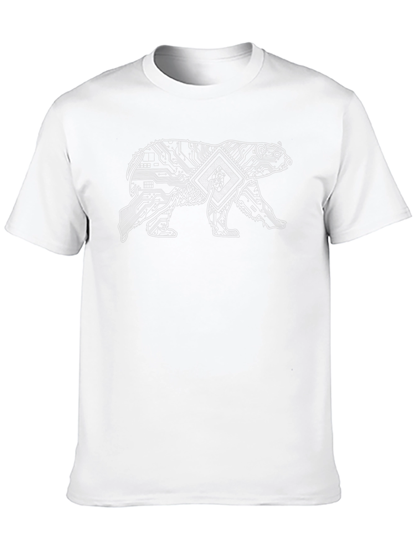 Tech Bear Graphic Tee - Modern Animal Print Shirt