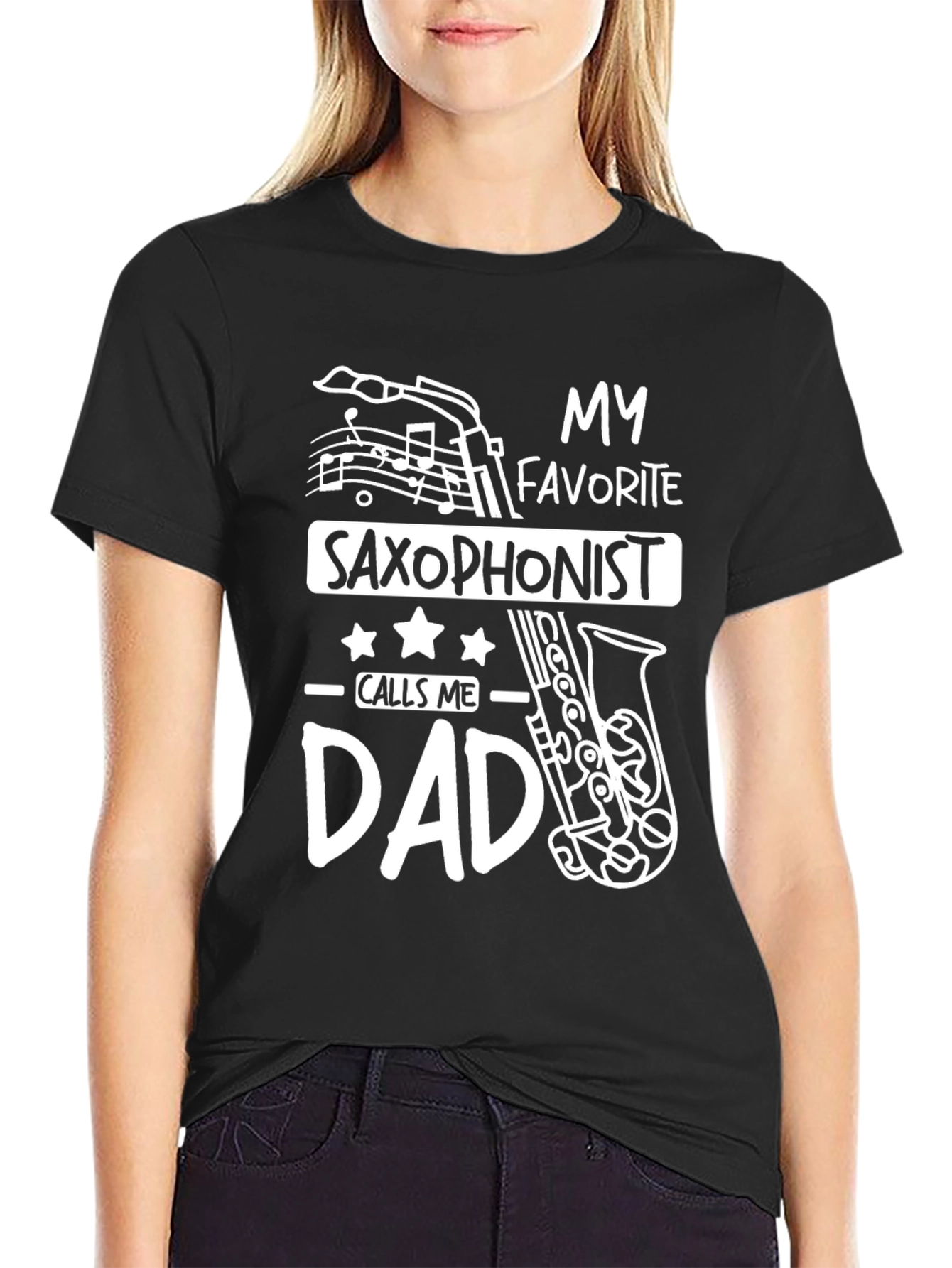 Saxophonist Dad T-Shirt - Black