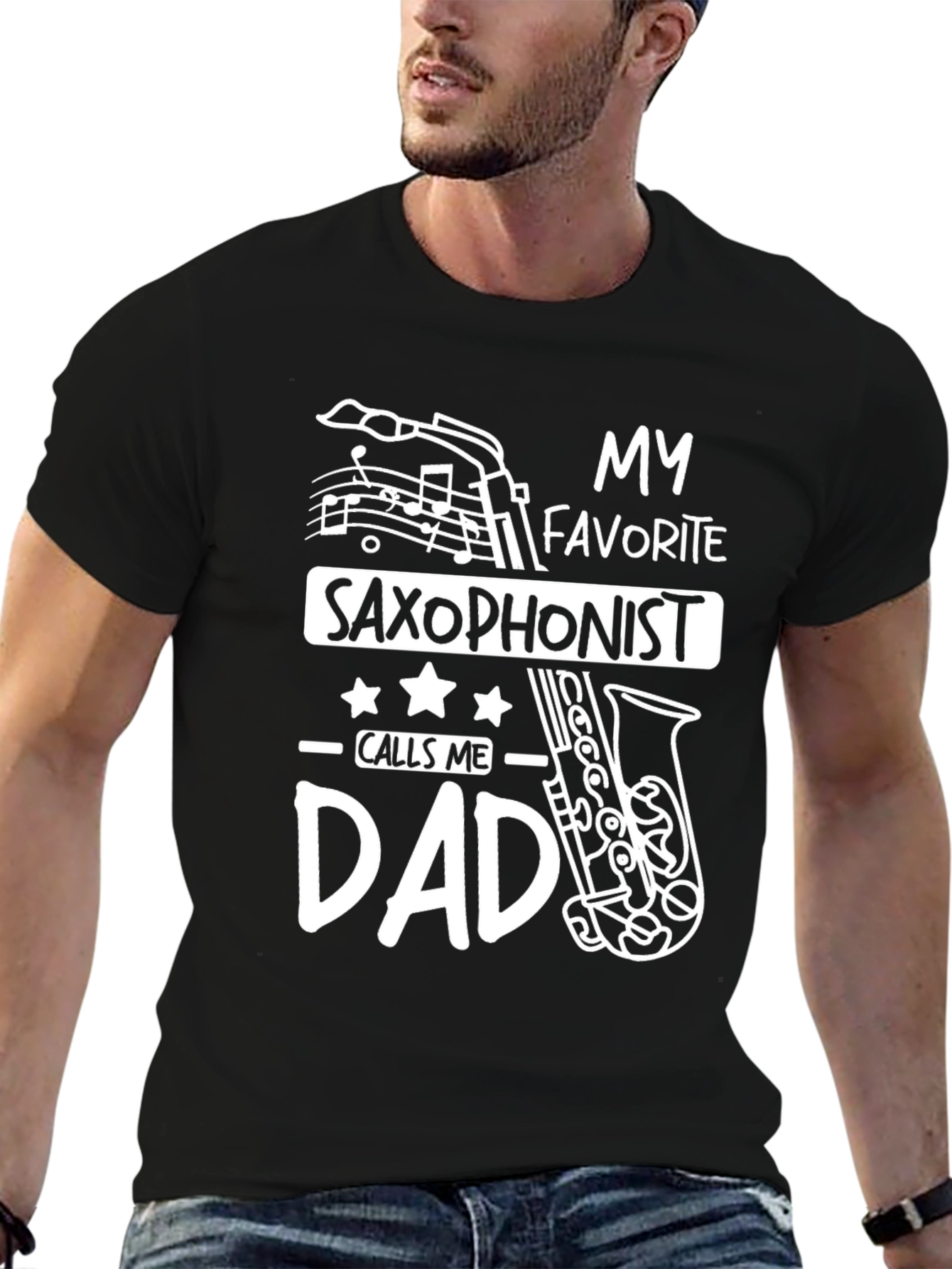 Saxophonist Dad T-Shirt - Black