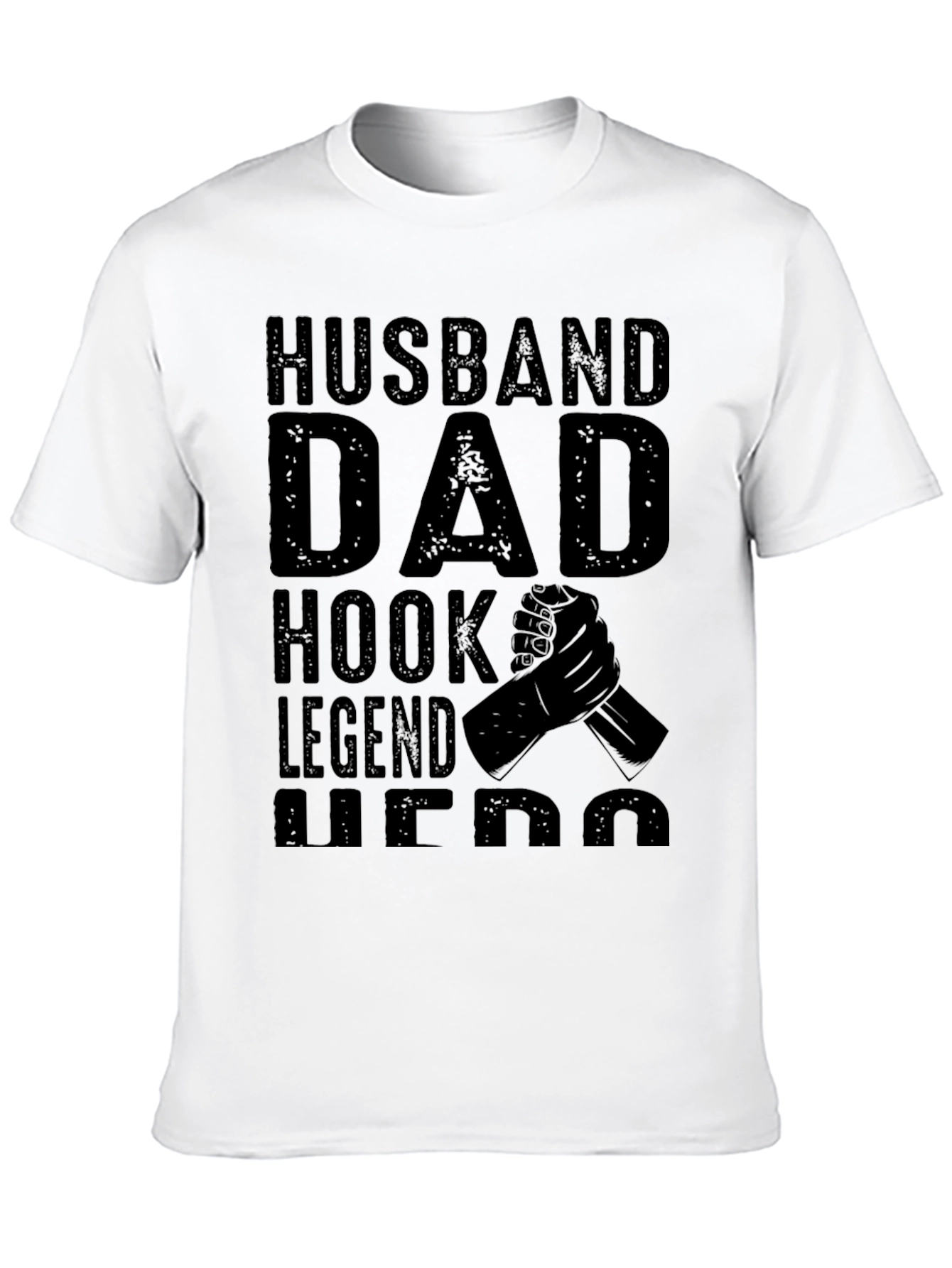 Husband Dad Hook Legend Hero Black T-Shirt