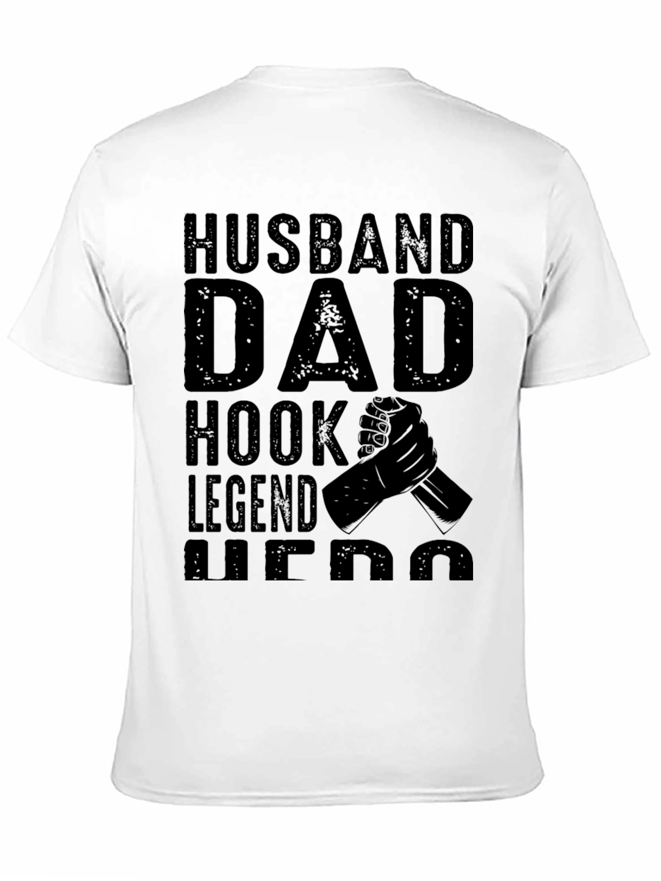 Husband Dad Hook Legend Hero Black T-Shirt