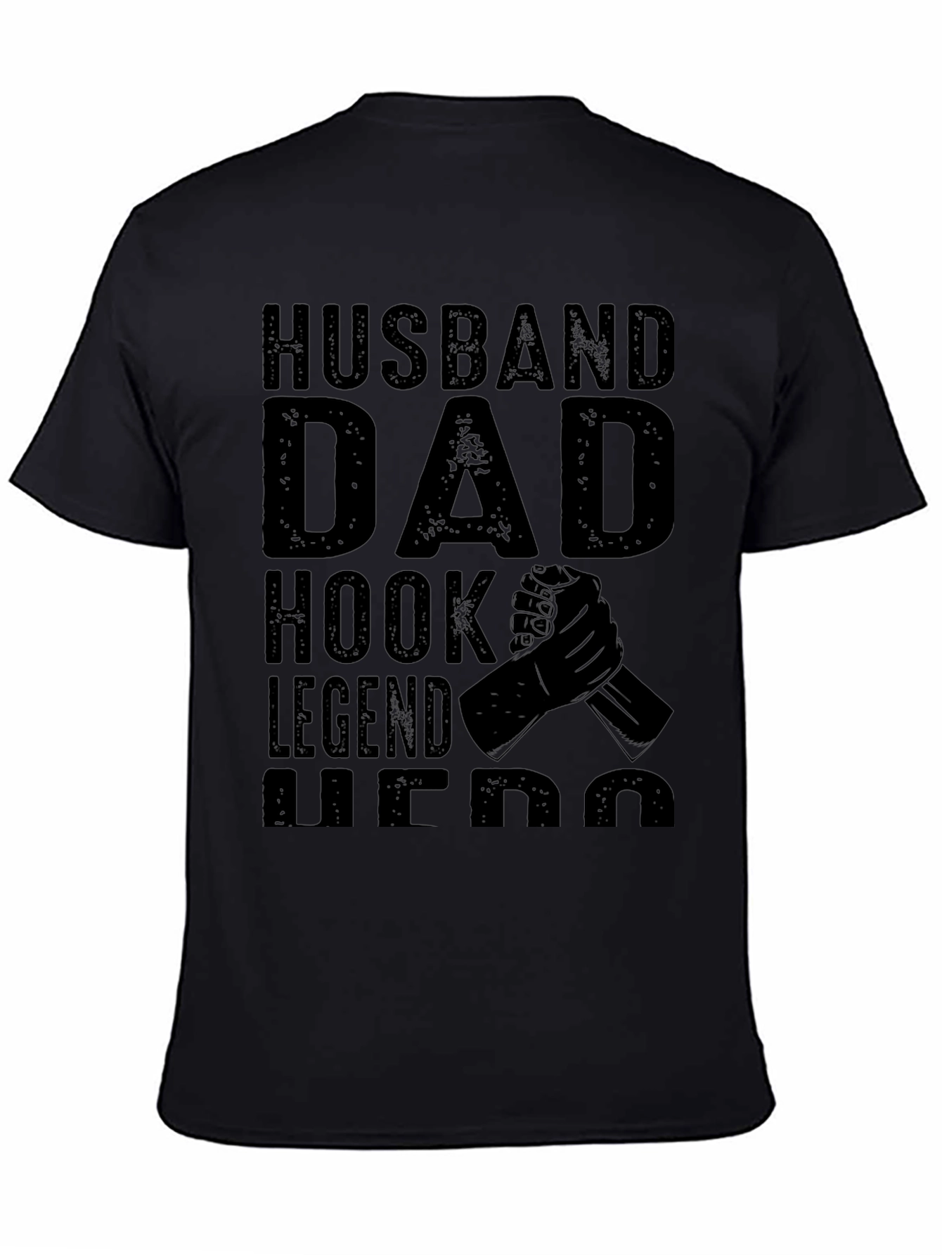 Husband Dad Hook Legend Hero Black T-Shirt