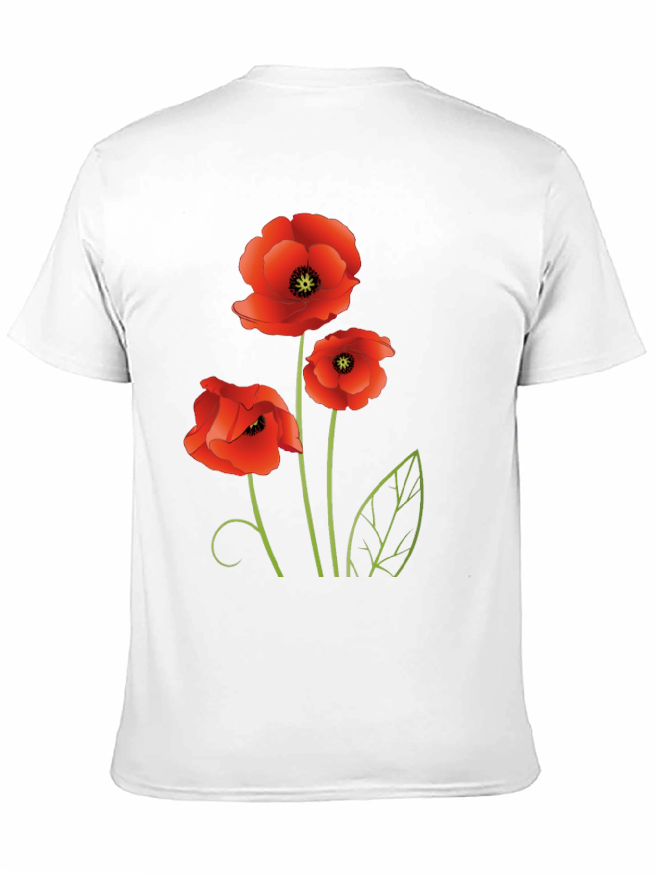 Poppy Flower Graphic Black T-Shirt
